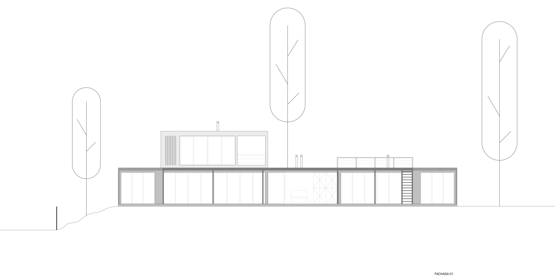 Architectural drawing for a modular coastal home with prefabricated construction.