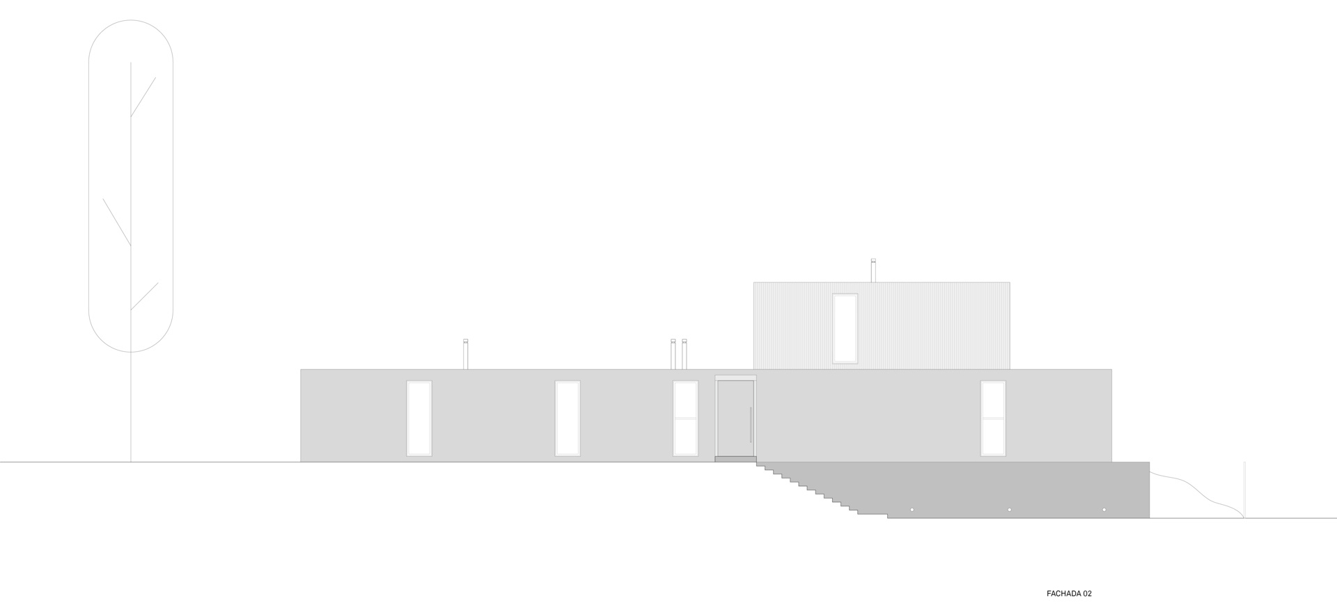 Architectural drawing for a modular coastal home with prefabricated construction.