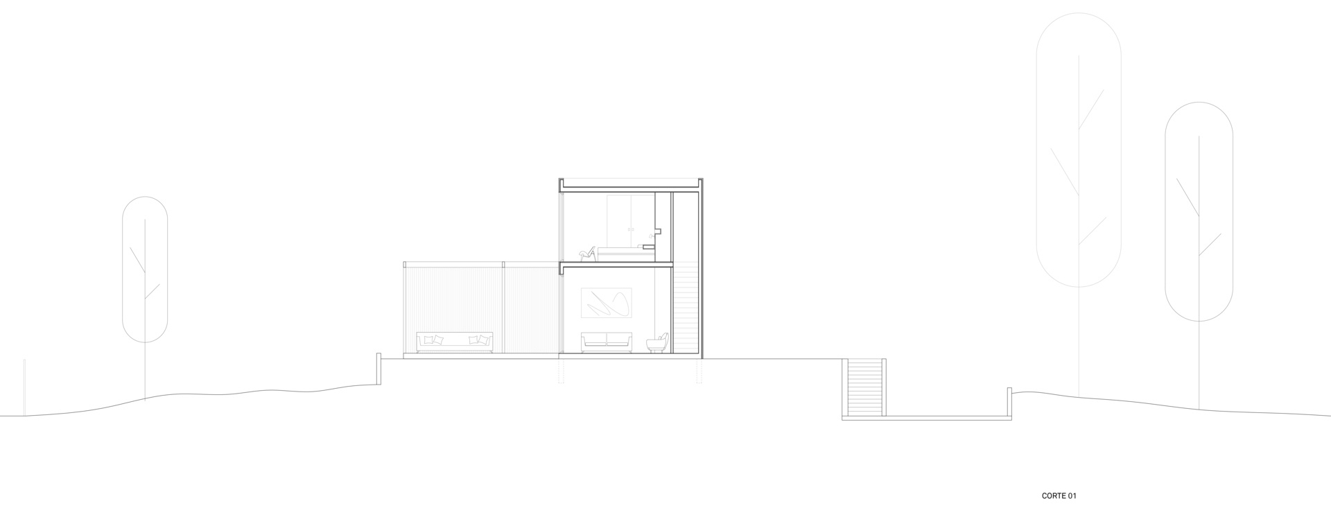 Architectural drawing for a modular coastal home with prefabricated construction.