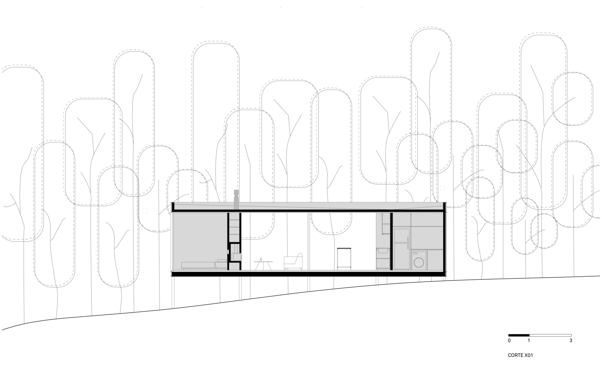 Architectural drawings of a small prefab home.