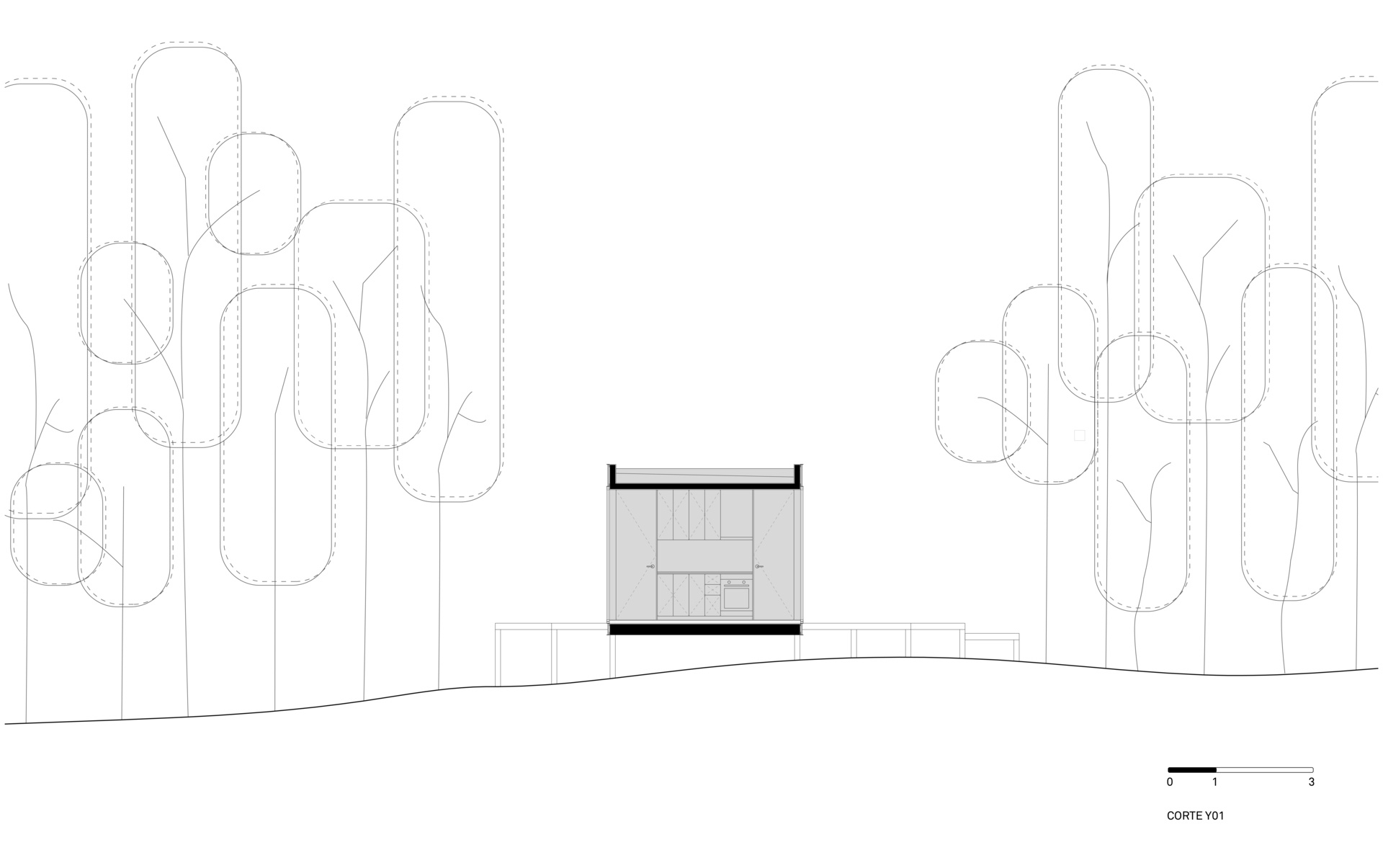Architectural drawings of a small prefab home.
