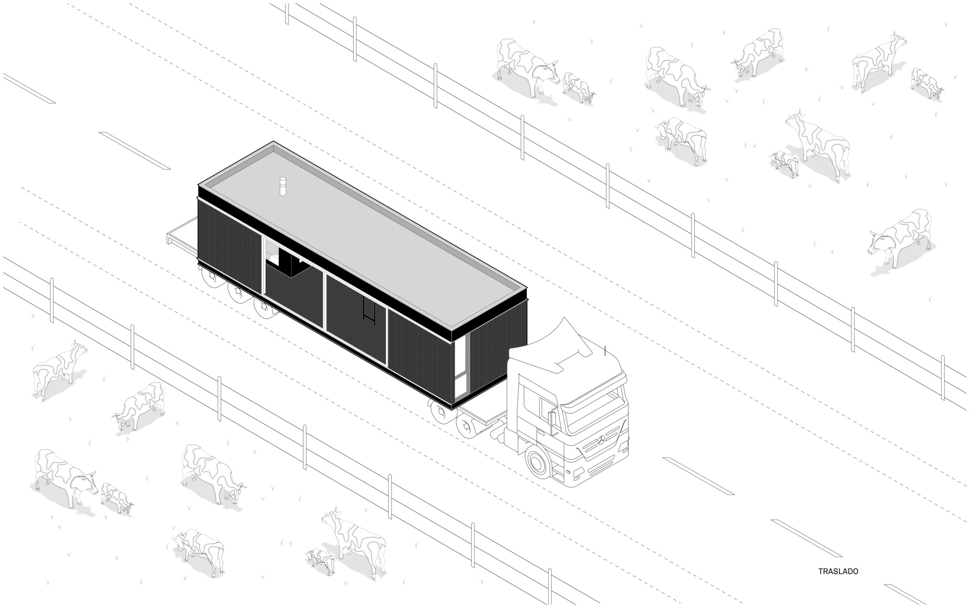 Architectural drawings of a small prefab home.