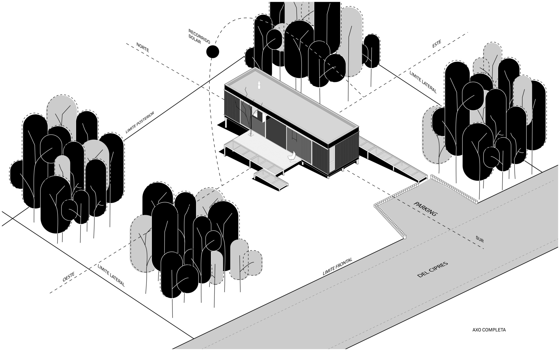 Architectural drawings of a small prefab home.