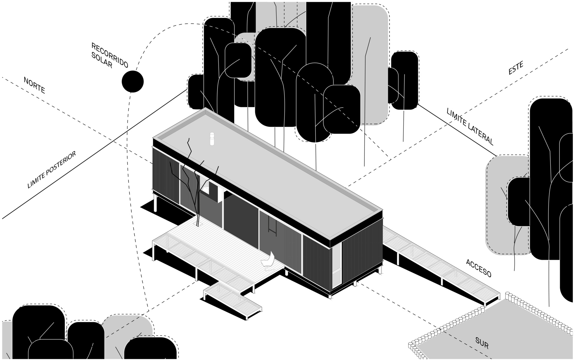 Architectural drawings of a small prefab home.
