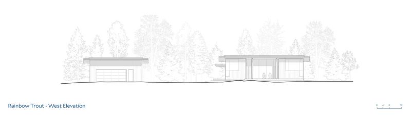 Architectural drawings of a guest house and garage that were added to a log cabin.
