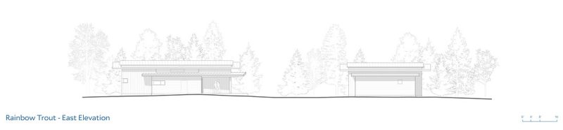 Architectural drawings of a guest house and garage that were added to a log cabin.