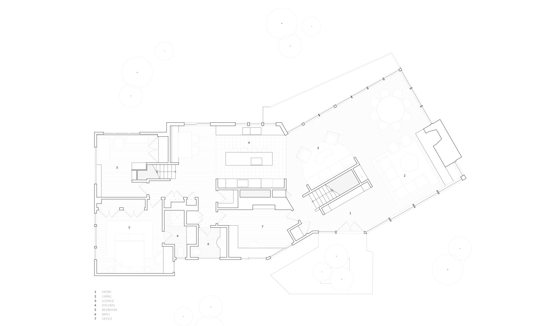 The drawings reveal how AAmp’s interventions reshaped the house without losing its mid-century essence.