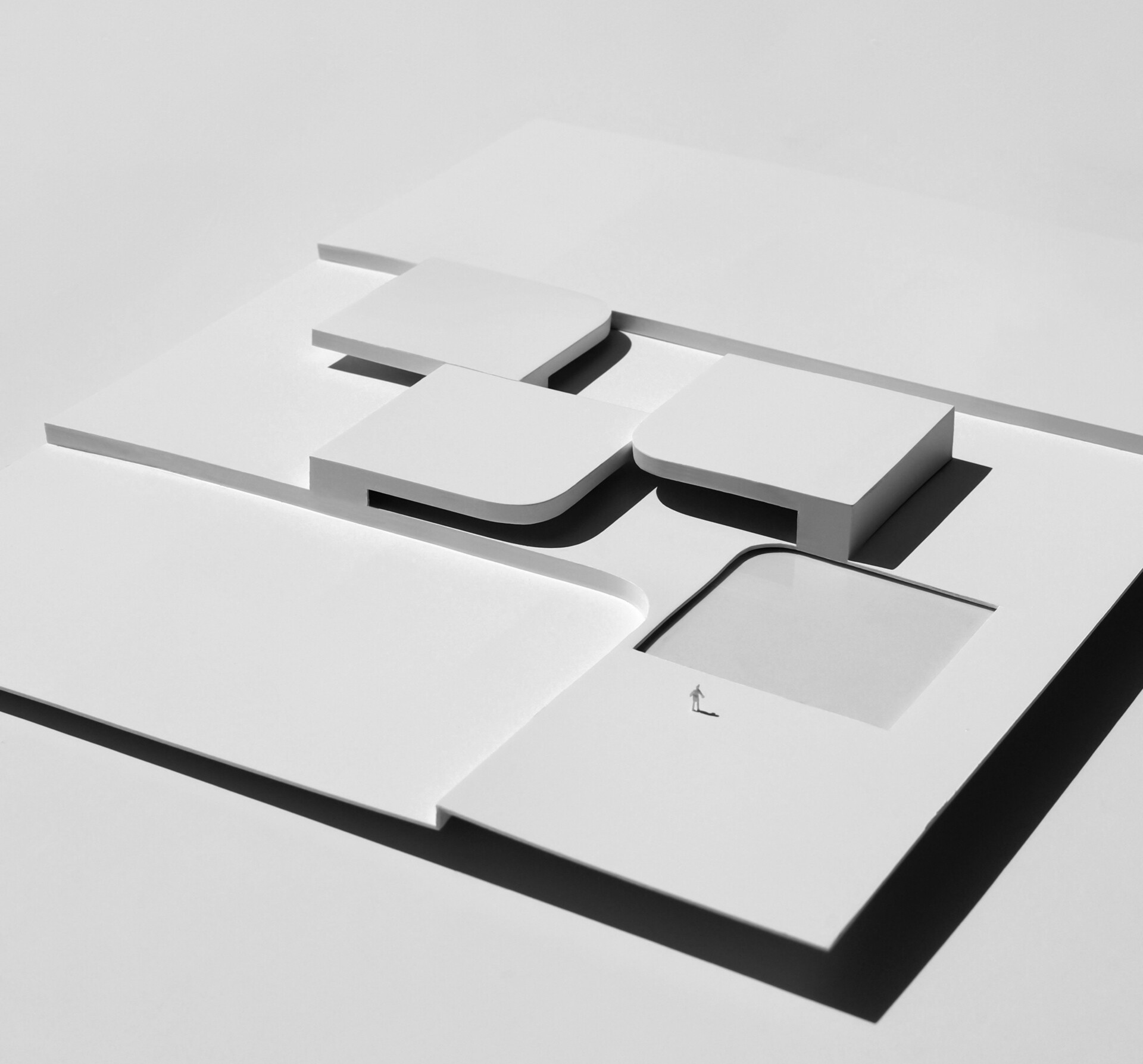 Architectural drawings for a modern sculptural house