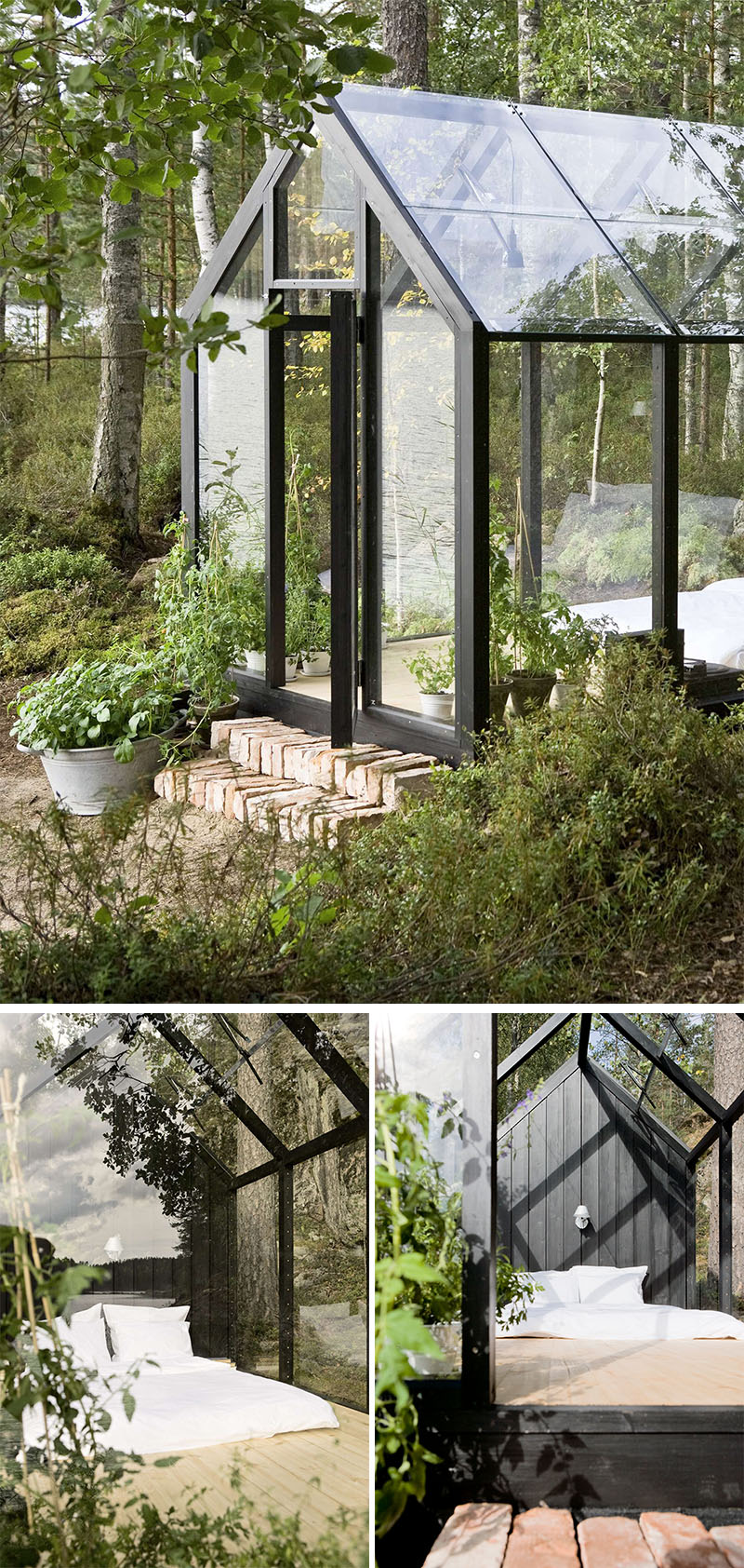 A modular greenhouse and shed designed by Ville Hara and Linda Bergroth combines storage, cultivation, and a bright retreat. Made from Finnish pine and glass, it’s a flexible garden structure with space for plants, tools, and even a bed.