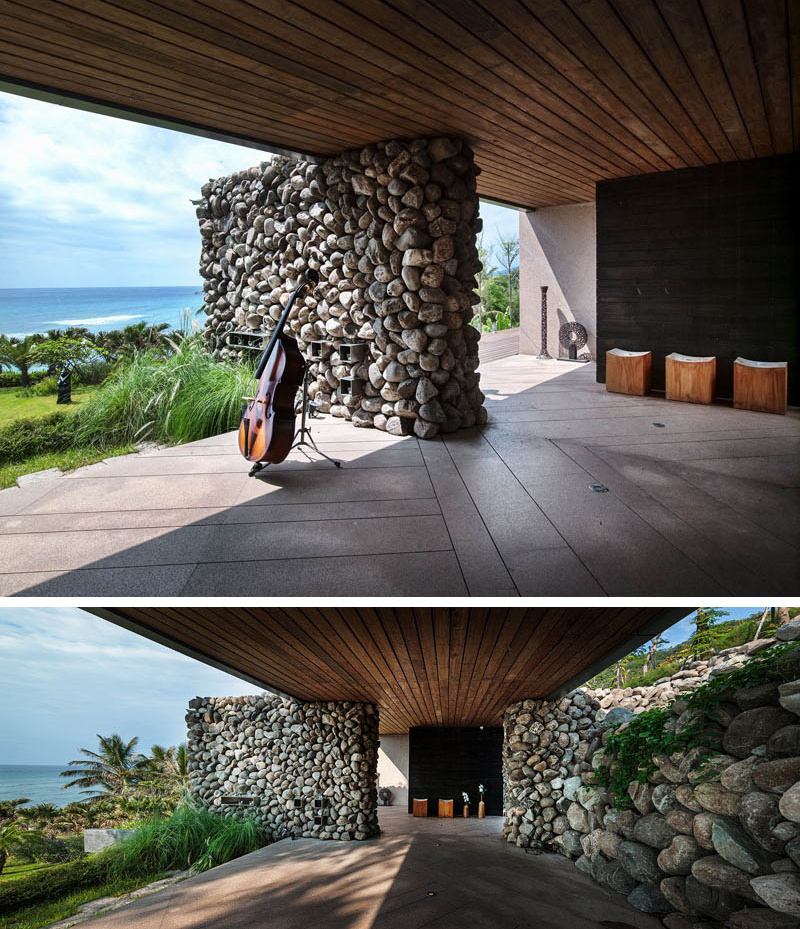 A’tolan House on Taiwan’s east coast is named for the rocks that shaped it, with walls and terraces built from stones excavated onsite.
