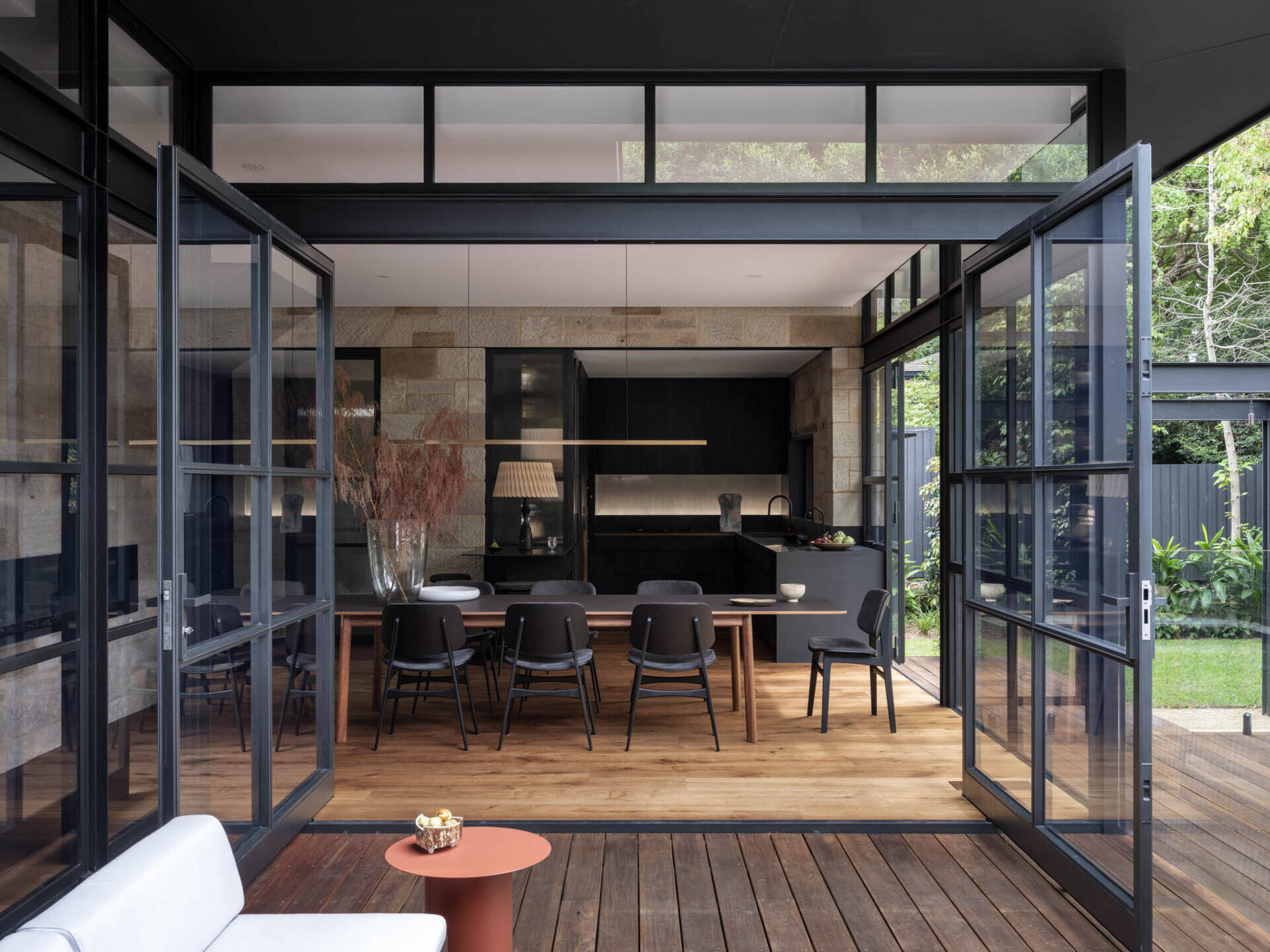 The dining space was one of the few areas expanded in volume and height. This small but significant alteration filled the room with daylight and created a central point for gathering. With its new proportions, the dining room became not just functional but celebratory, capturing the essence of communal living.