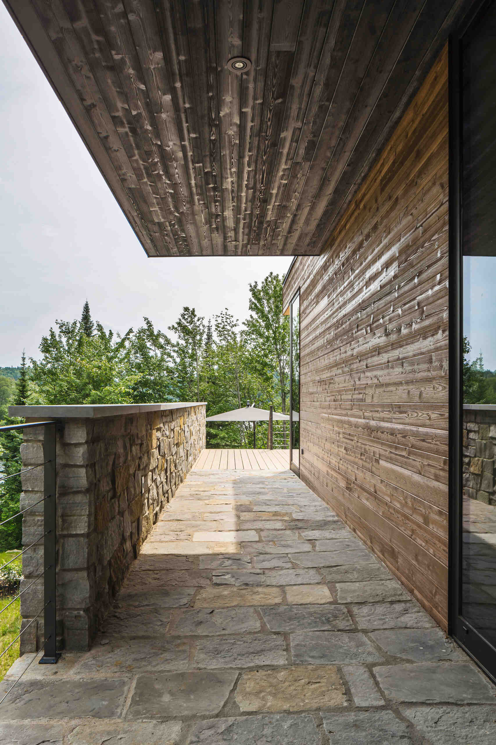 Light cedar cladding and a dramatic black cube create striking contrasts in this modern multi-level house.