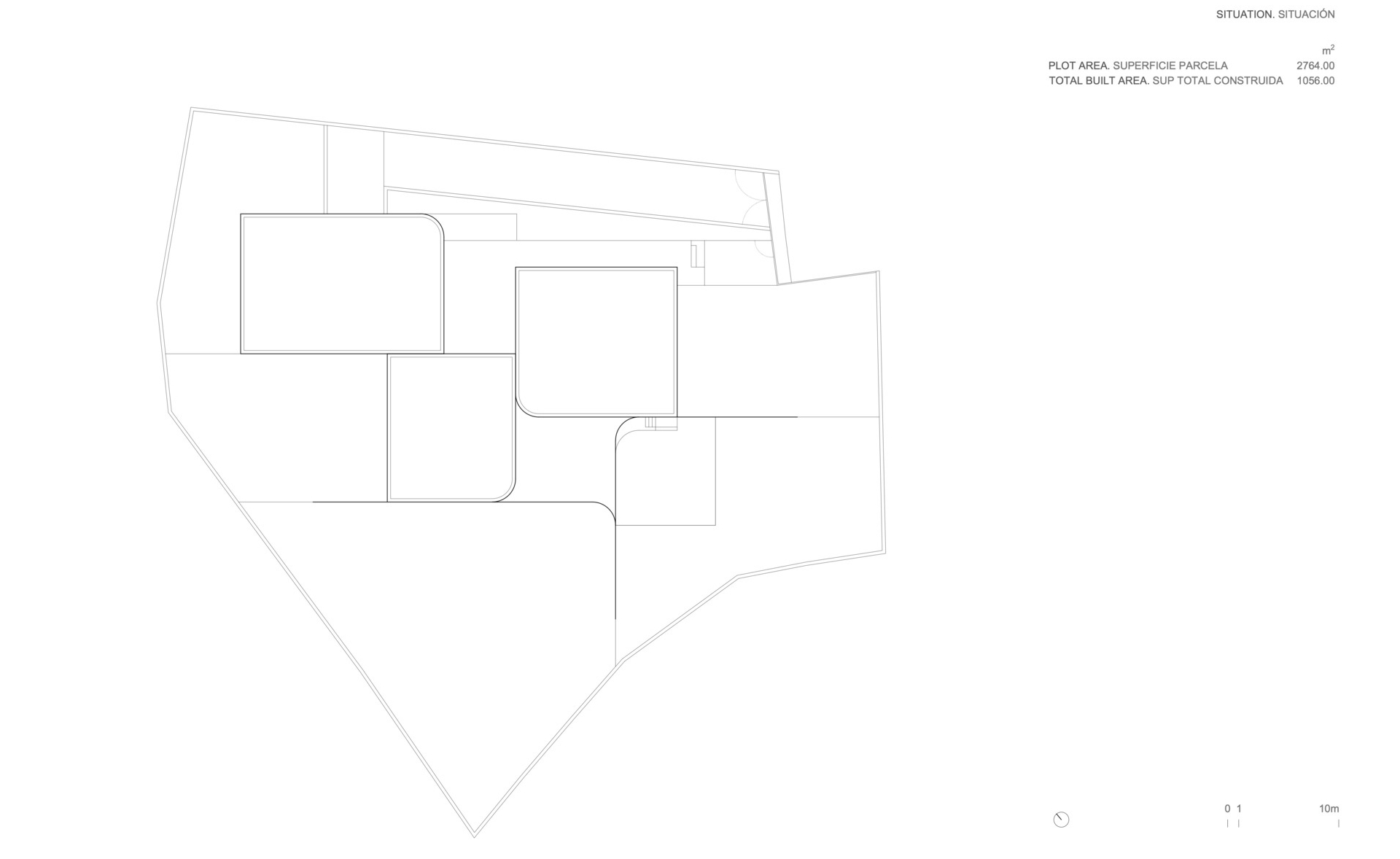 Architectural drawings for a modern sculptural house