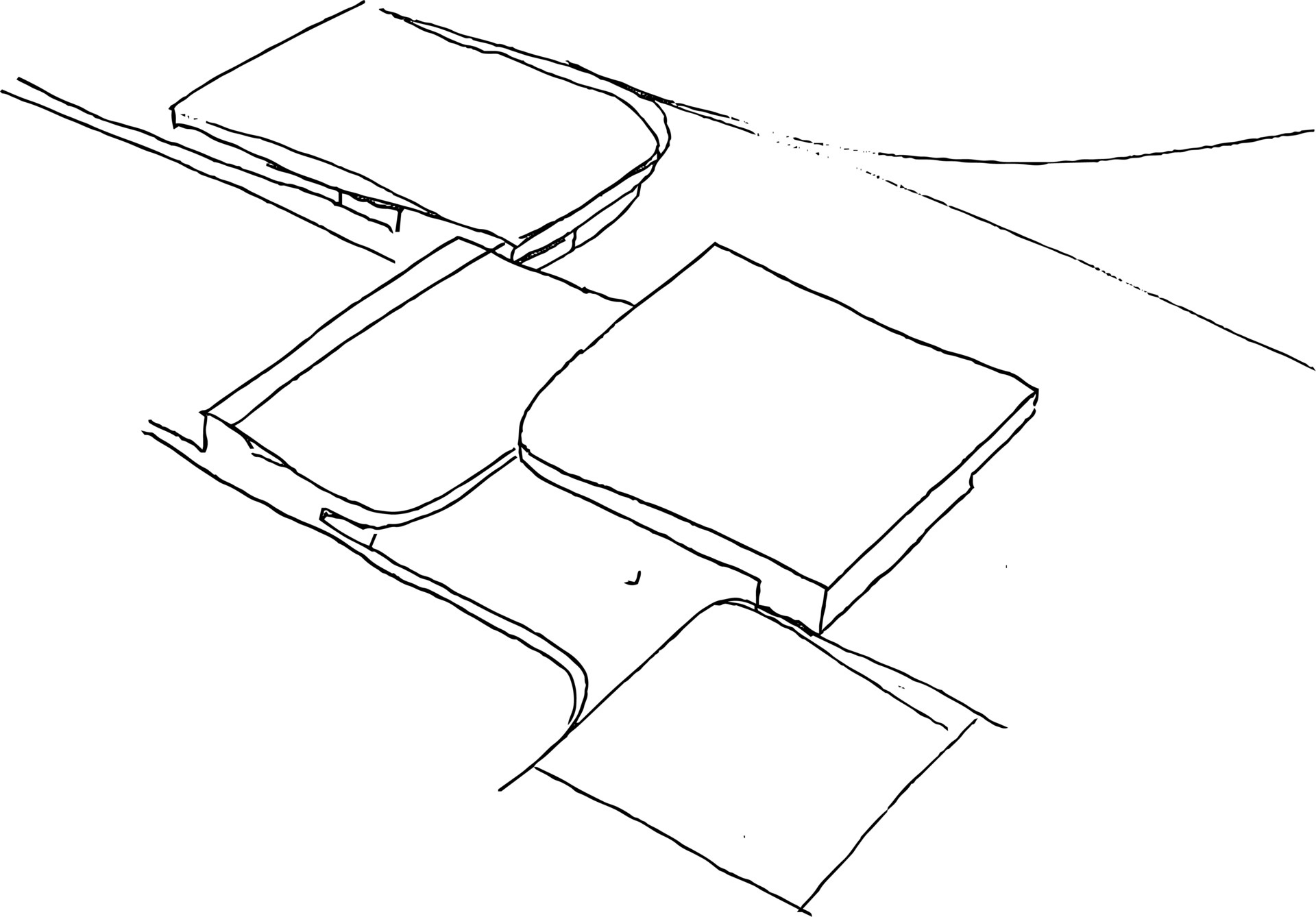 Architectural drawings for a modern sculptural house