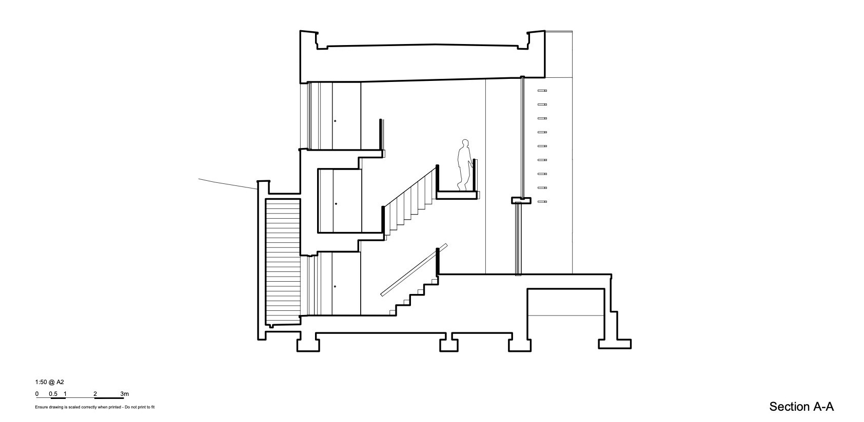 McLean Quinlan’s architectural drawings reveal the layered structure of the home, showing how it steps down the hillside and curves with the road.