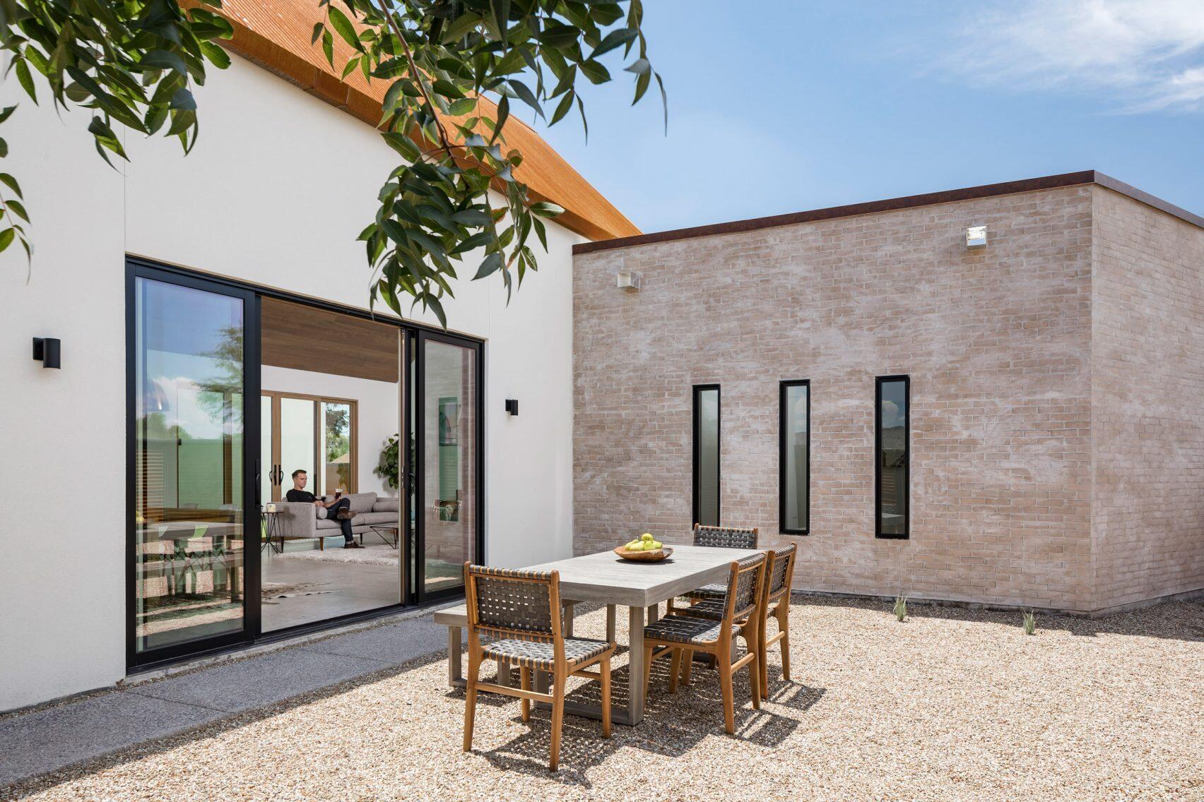 A contemporary courtyard for alfresco dining.