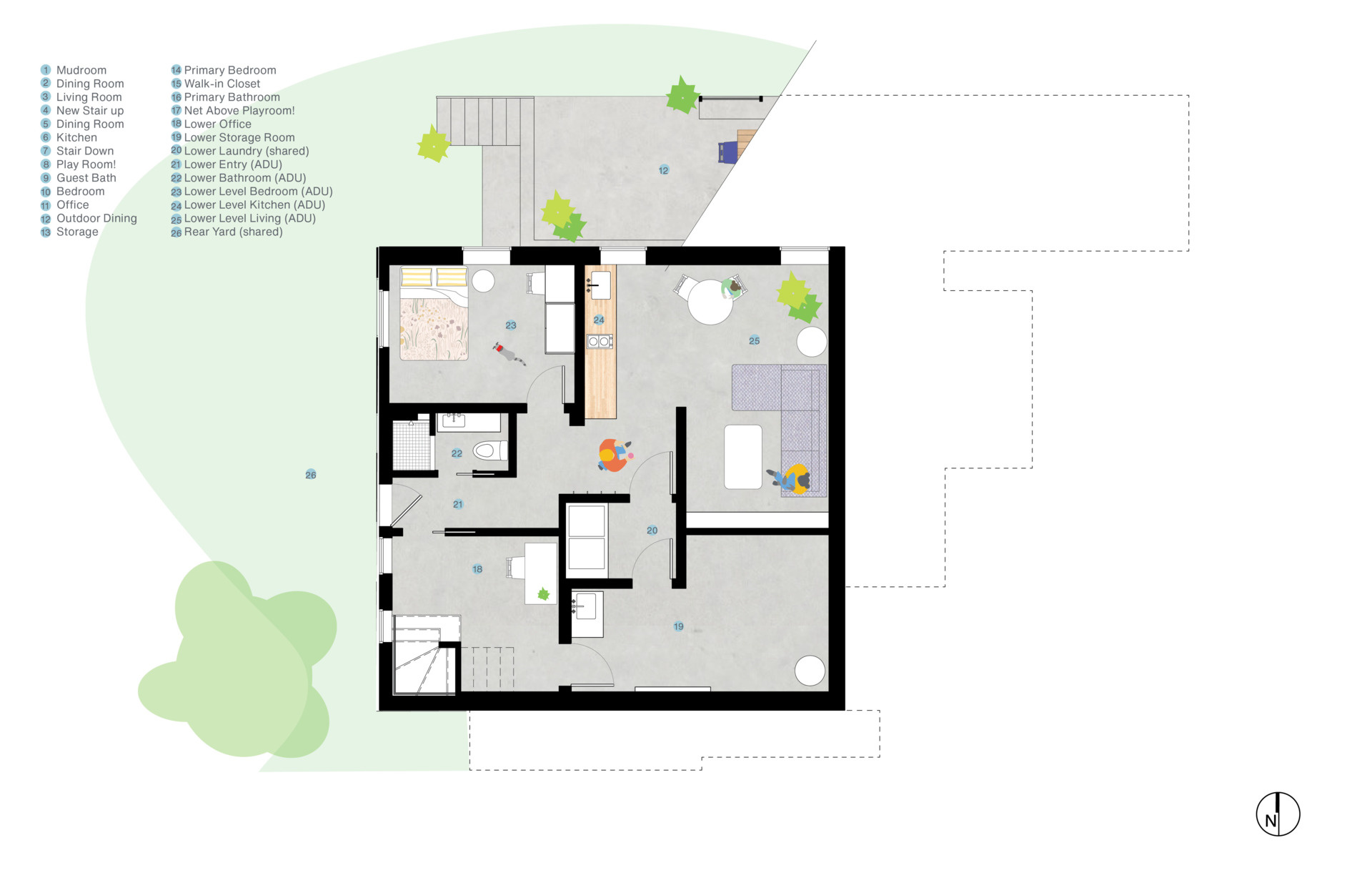Architectural drawings for a renovated 1919 home.