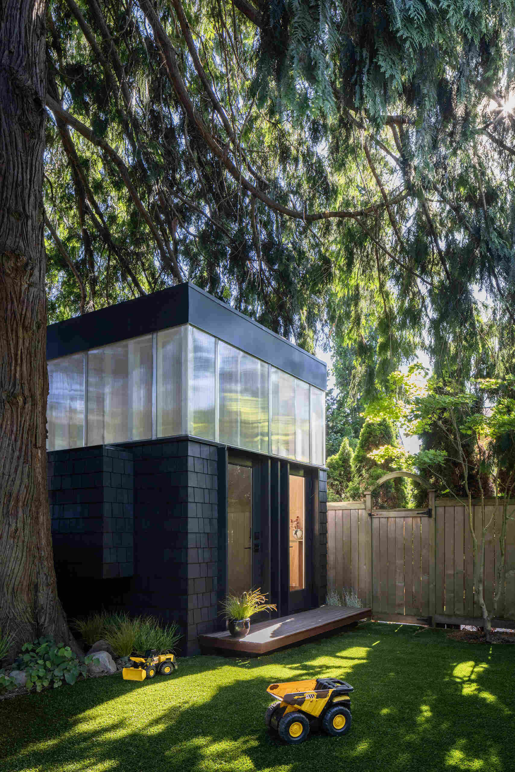 Step inside the finished WORK_shed, a light-filled backyard office designed for two. With cedar cladding, glowing clerestory panels, and warm birch interiors, this tiny structure feels calm, connected, and beautifully crafted.