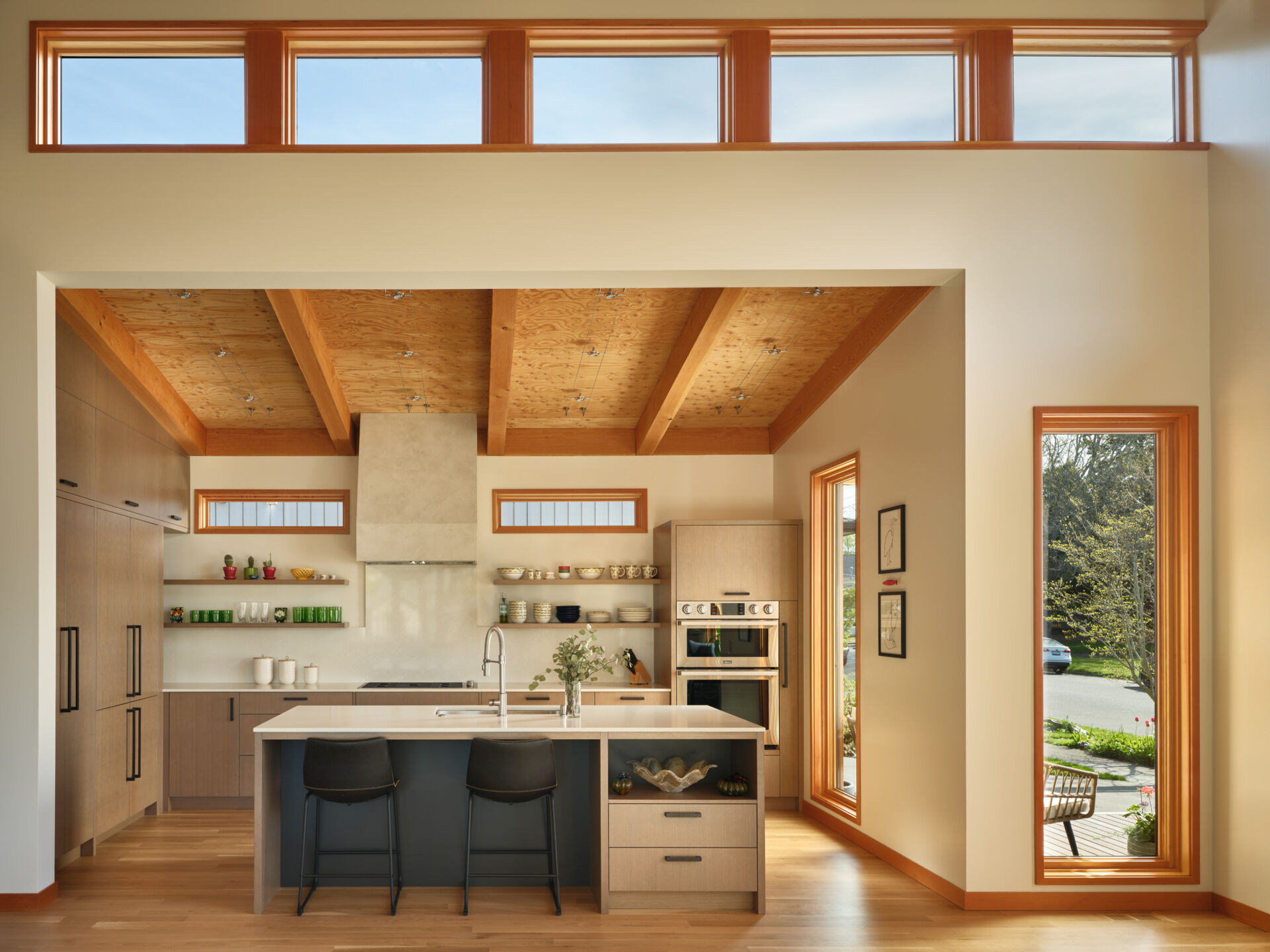 The ADU kitchen continues the theme of practical, thoughtful design. Compact yet functional, it supports everyday meals and family interactions while maintaining a cohesive aesthetic with the rest of the ADU. The design prioritizes usability without sacrificing style, creating a welcoming hub in a smaller home.