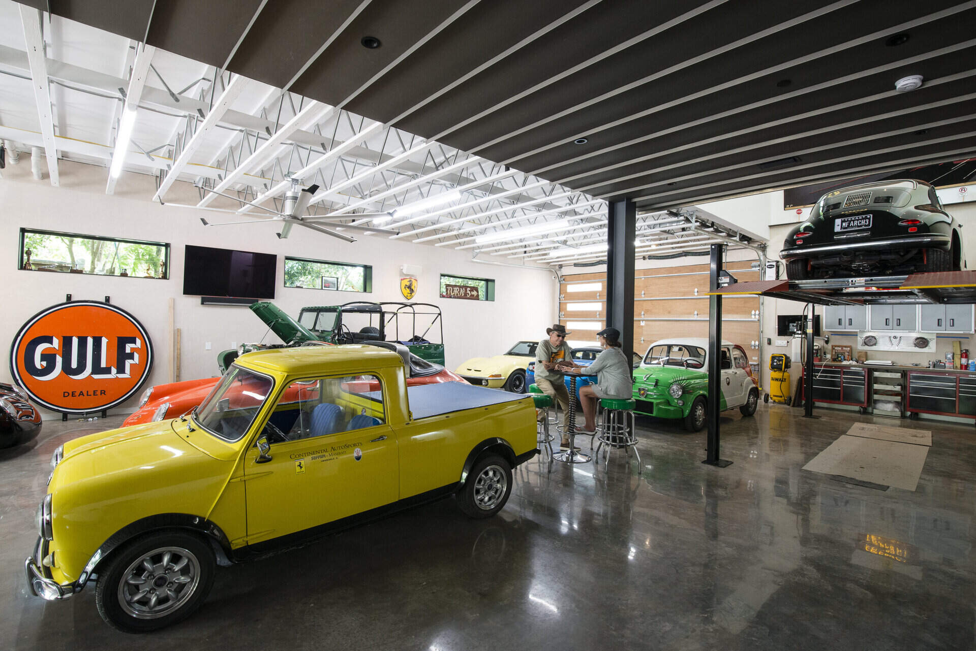 A modern house designed for vintage car lovers.