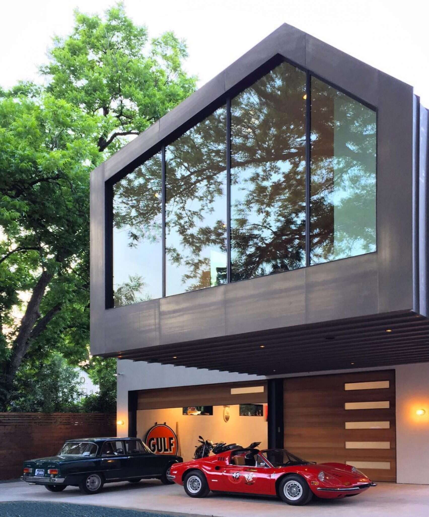 A modern house designed for vintage car lovers.