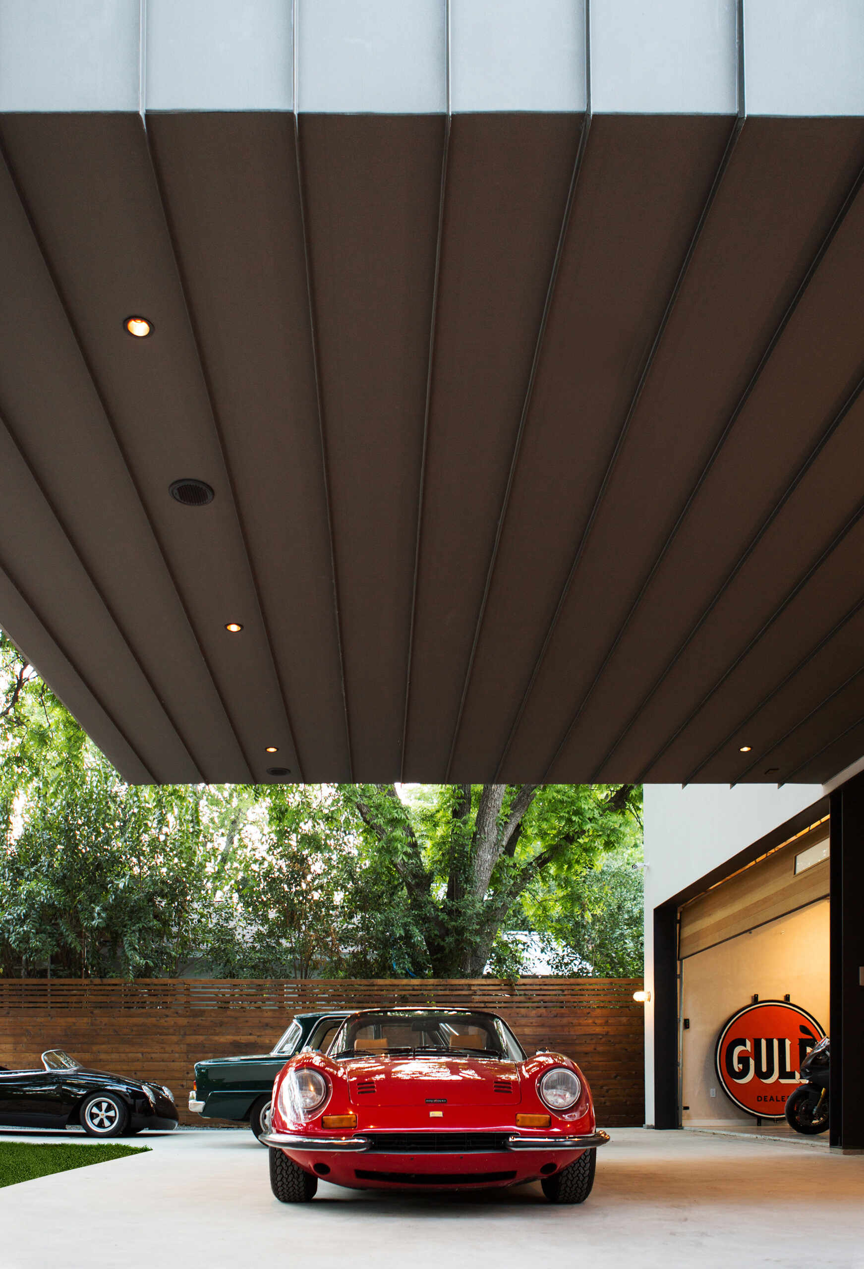 A modern house designed for vintage car lovers.