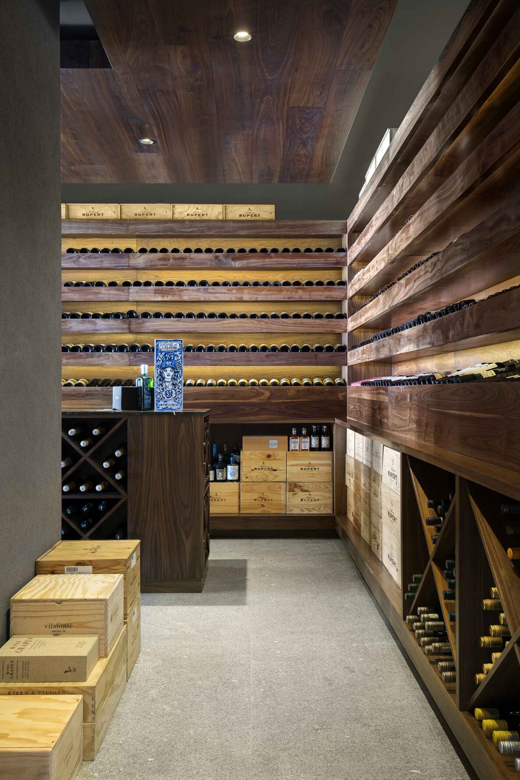 This villa is designed for pleasure: a personal wine cellar showcases the owners’ collection.