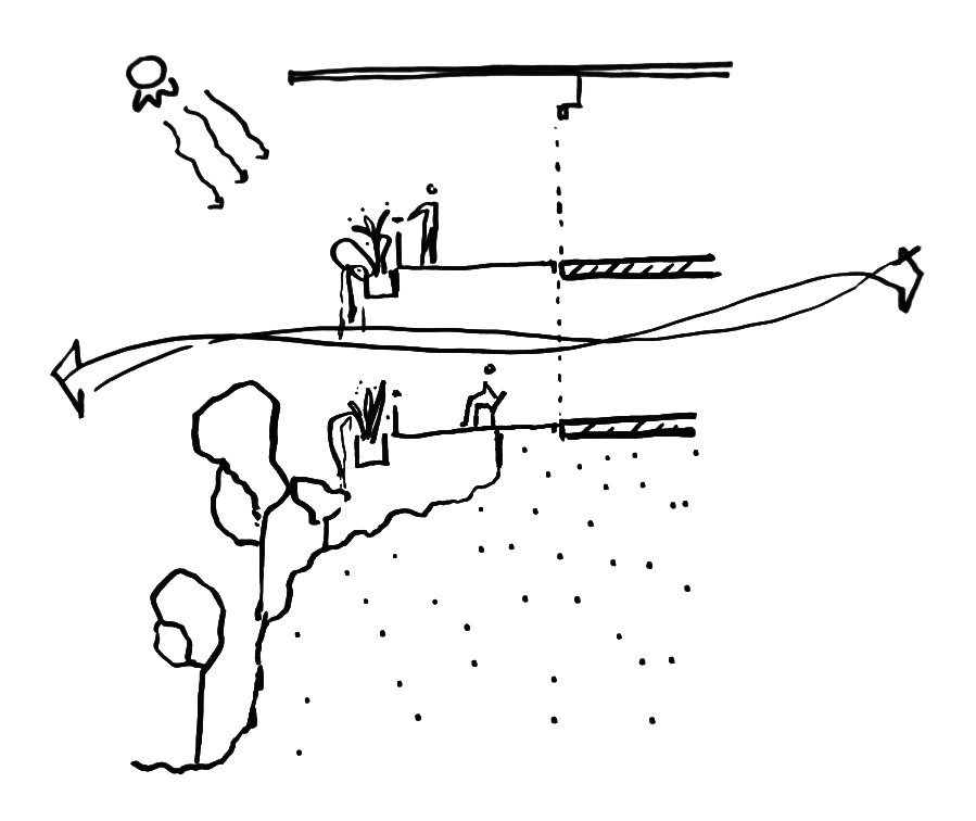 Architectural drawings reveal how the home rises gently with the terrain.