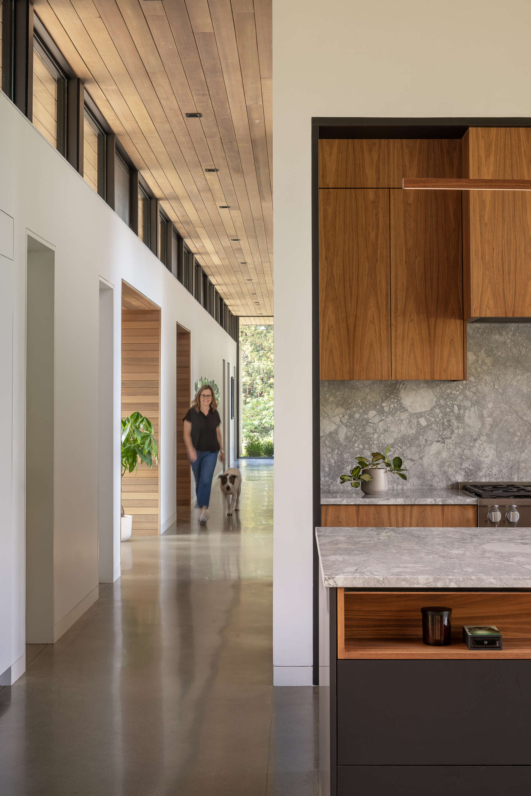 The entry splits the quiet wing from the active wing, setting up a clear sense of flow from the moment you step inside.