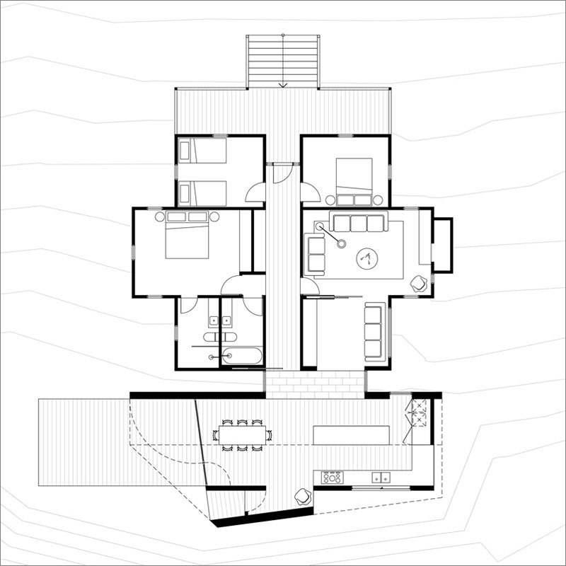 A clear floor plan shows how the open plan addition links to the original home and reshapes the overall layout.