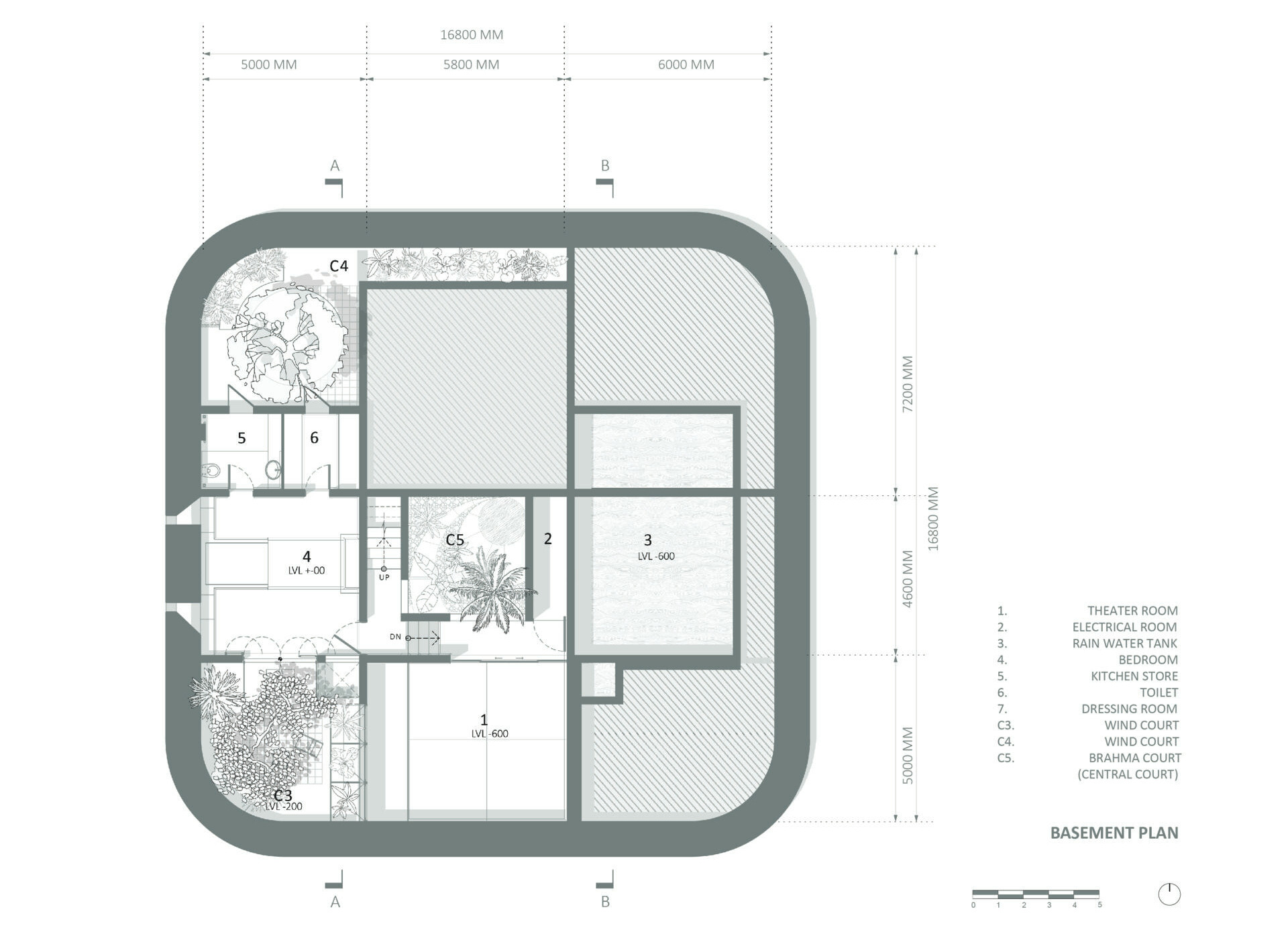 Explore the architectural drawings of Gadi House and see how the cruciform layout, sculptural brick crown, and open to sky corners come together to shape this modern fortress rooted in Maratha heritage.