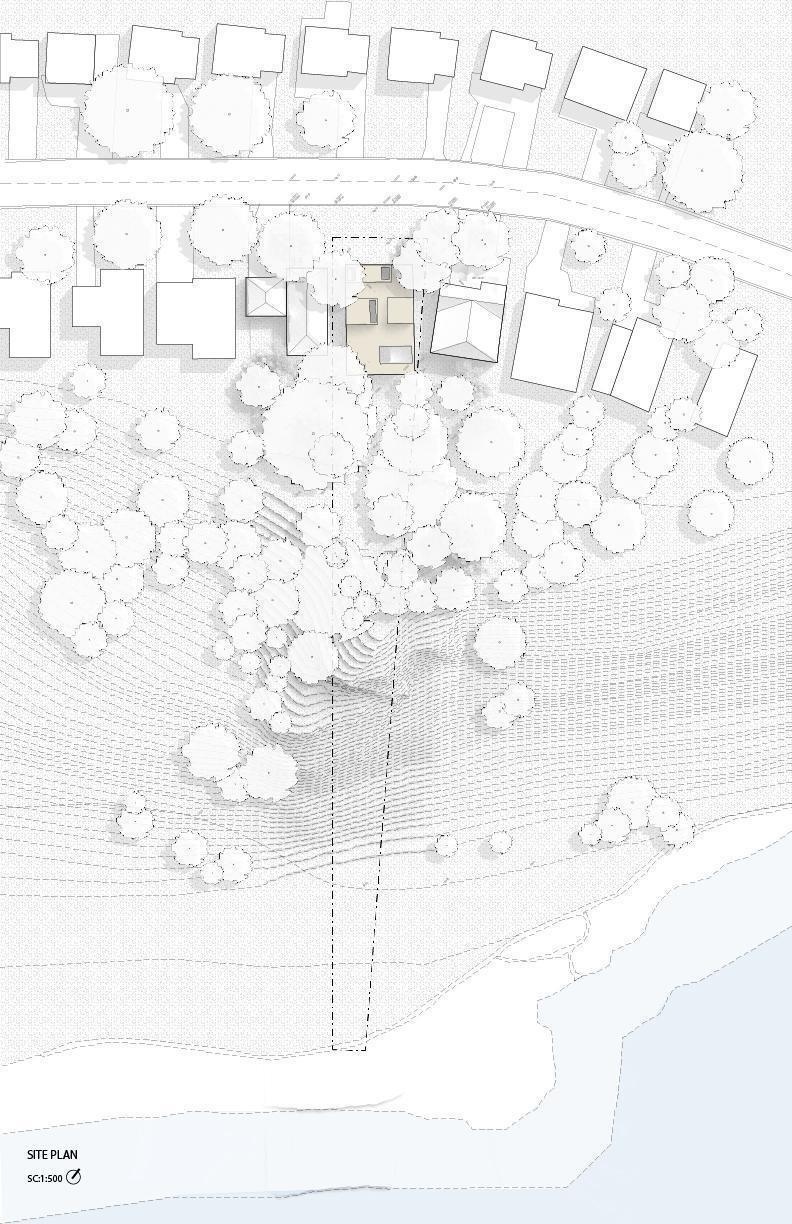The architectural drawings reveal the full extent of the site, stretching from the tableland down the bluff to Lake Ontario.