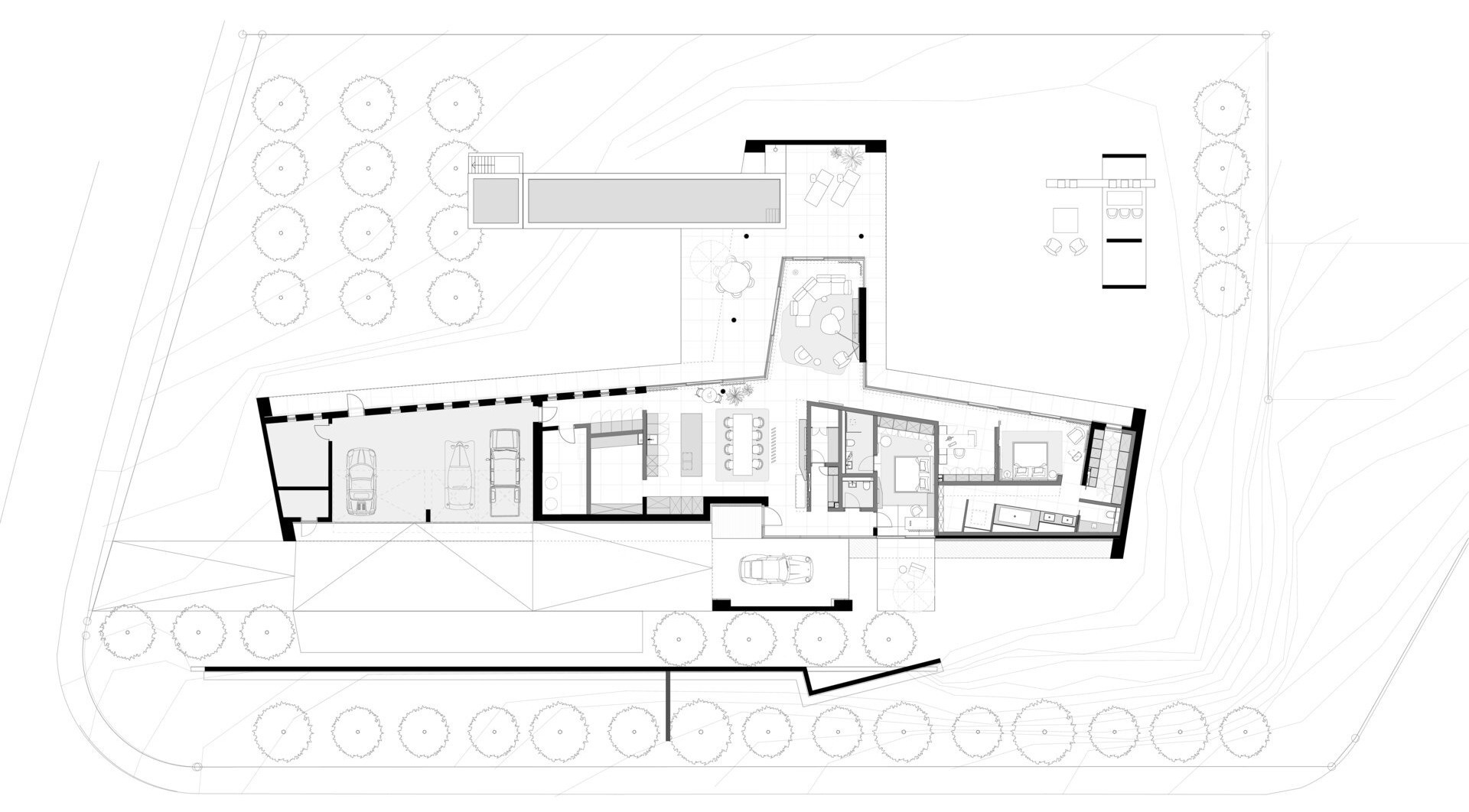 Conceived as a contemporary bungalow, the home unfolds across a single level. Barrier free access supports comfort over time, while the open plan layout brings the home’s zones together into one continuous experience. Instead of walls, atmosphere and material shifts guide how the space is used and understood.
