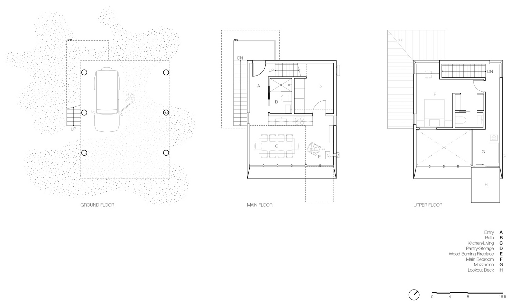 The clarity of the design is reflected in its drawings that reveal an cabin shaped by floodplain conditions, owner participation, and a desire to live lightly within the forest.