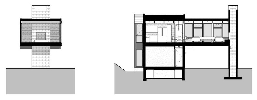 Architectural drawings of a modern waterfront home.