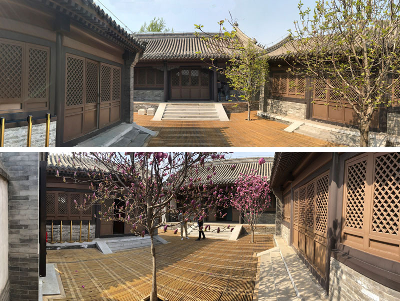 A preserved Beijing hutong before renovation, showing original brickwork, timber structure, and courtyard layout untouched by modern alterations.