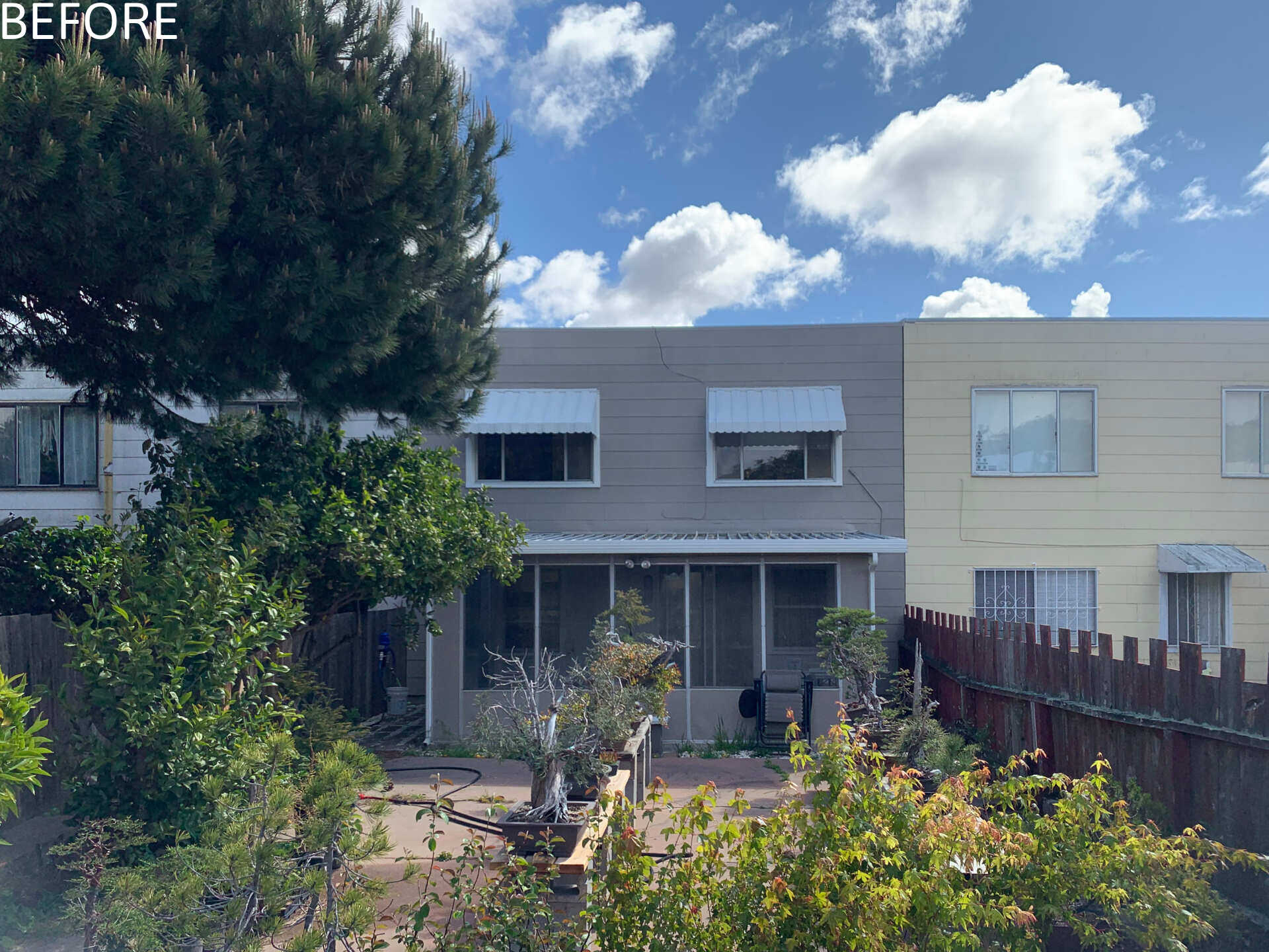 A renovated home with a bonsai workshop and garden.