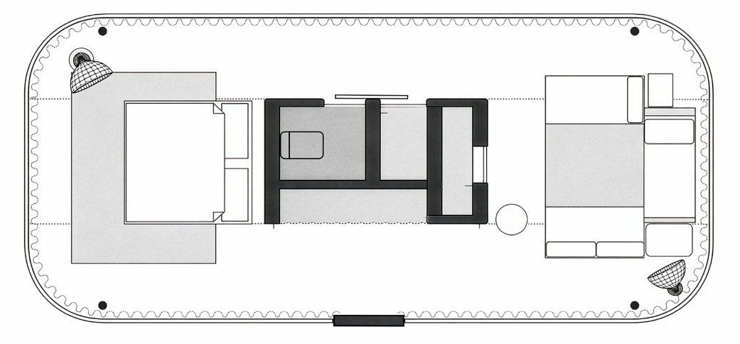 By letting the roof do most of the talking, these guesthouses avoid excess. Glass walls, a simple plan, and a single dramatic gesture combine to create a place where architecture fades into the background.
