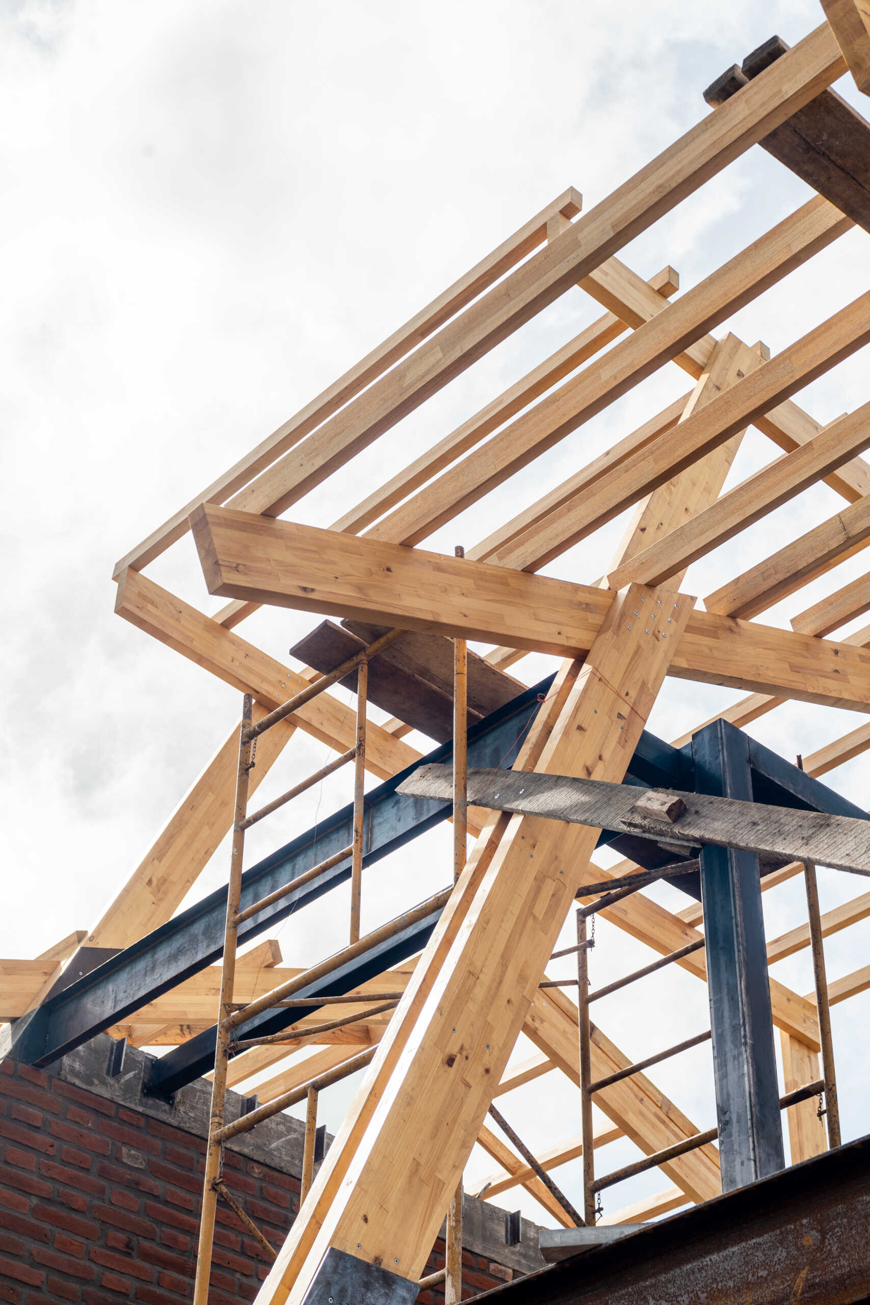 These behind-the-scenes images highlight key moments from this modern home build, from the exposed ribs to the evolving form.