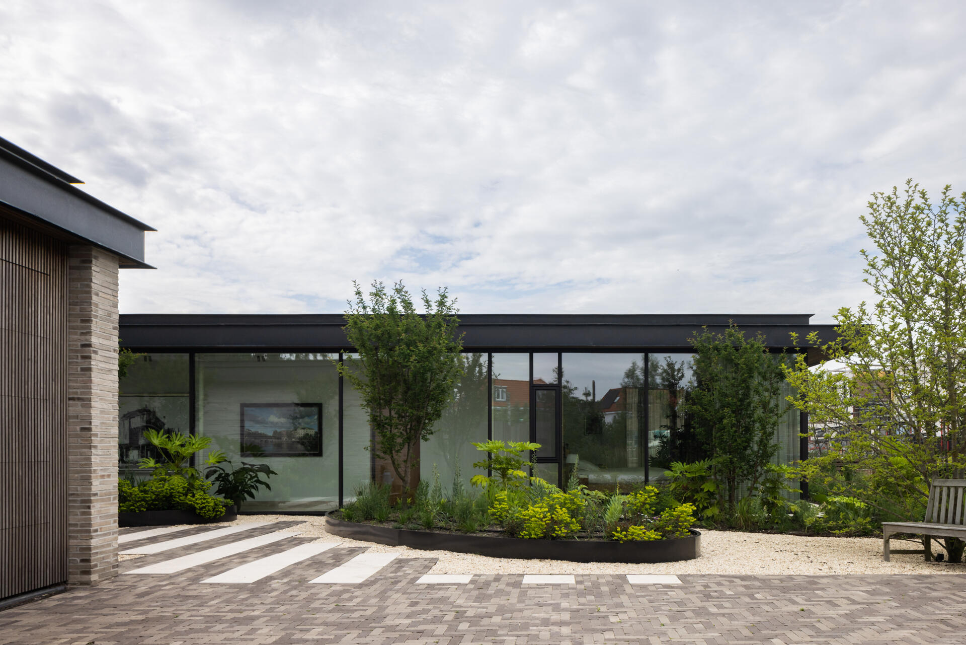 A mid-century modern home with creative landscaping.