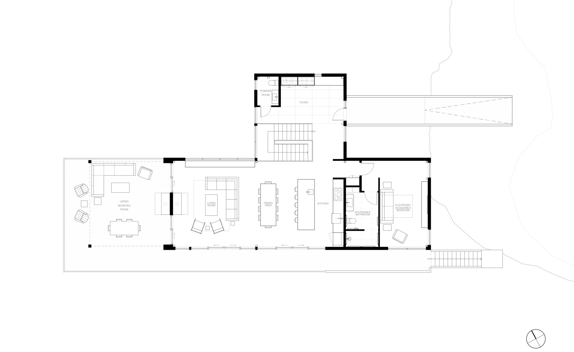 Long Lake Cottage brings together elevated living spaces, grounded materials, and a layout shaped by both landscape and lifestyle. By placing shared areas above and private rooms below, the design opens the home to views while keeping a strong connection to the forest floor.