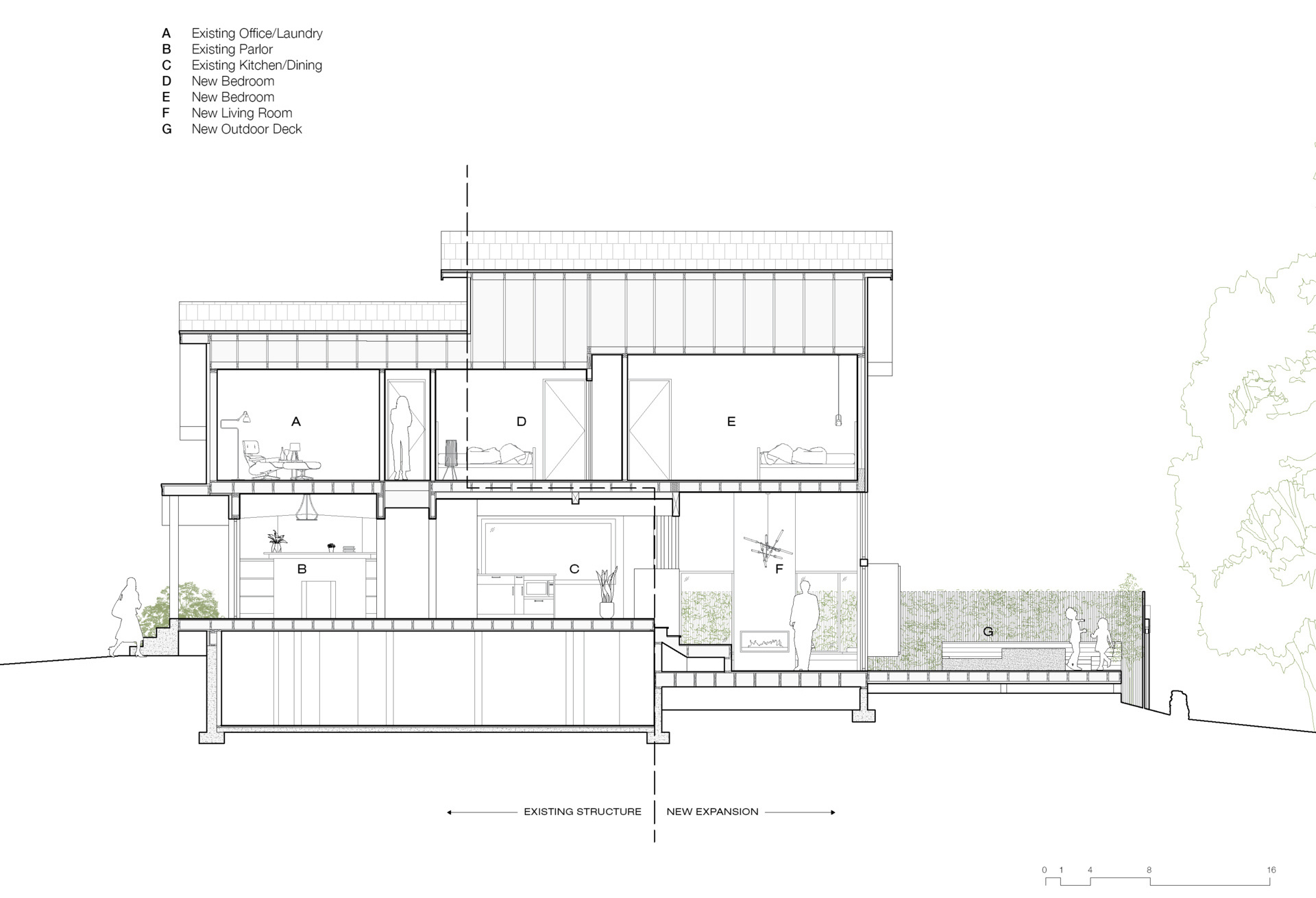 Smart architectural planning reshapes this home, using section and flow to make a small footprint feel significantly larger.
