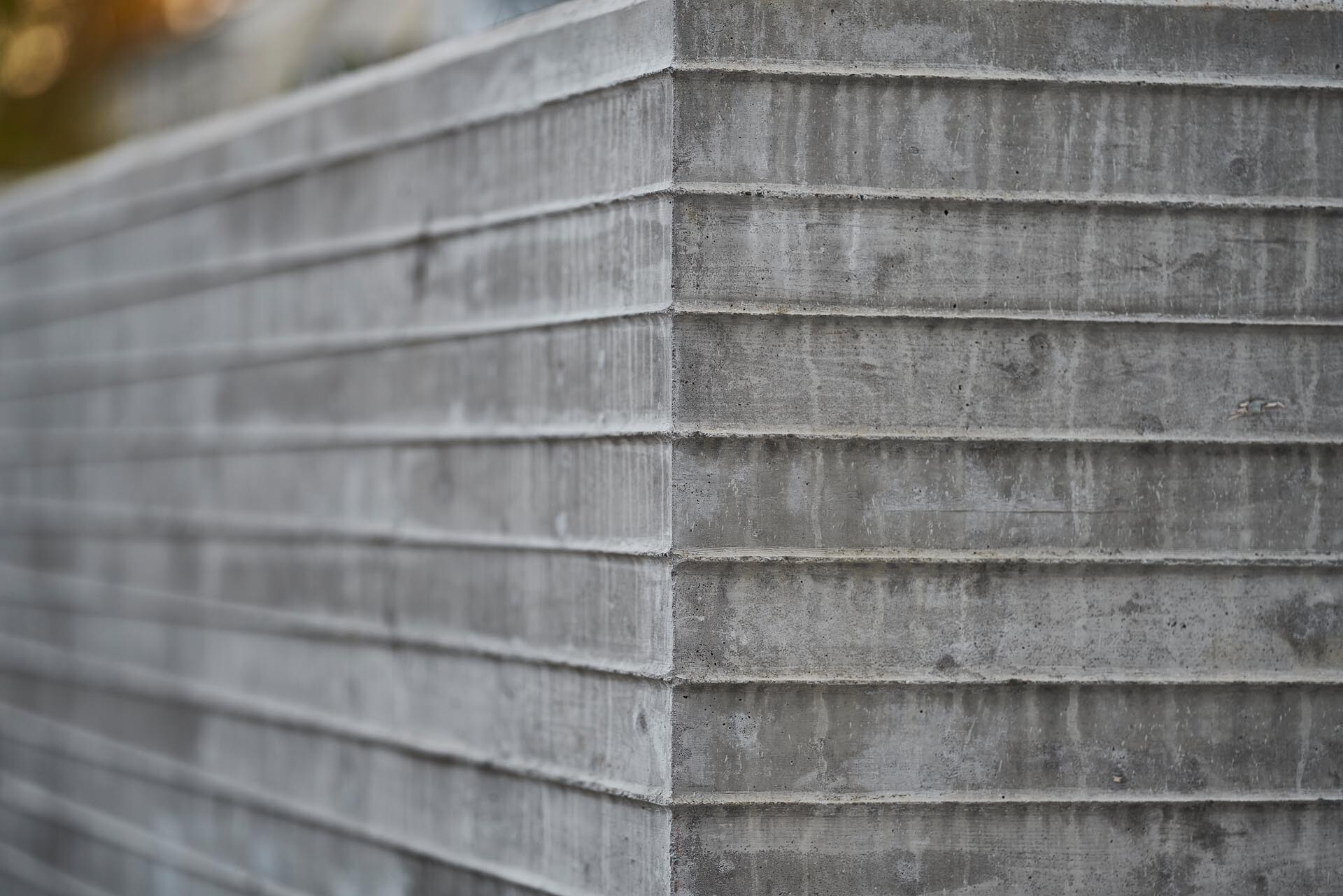 El hormigón en forma de tabla envuelve la casa, dando forma a maceteros, caminos y escaleras para guiar a las personas desde la calle hasta el patio trasero.