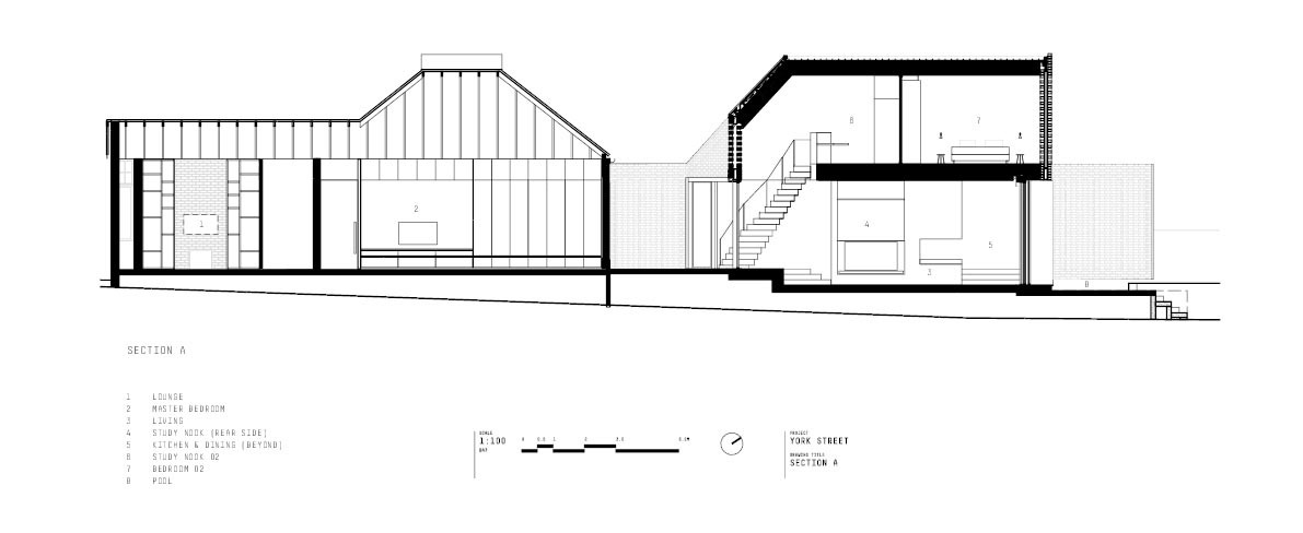 Architectural drawings reveal how a modern extension connects to a heritage home, showing the relationship between old and new.
