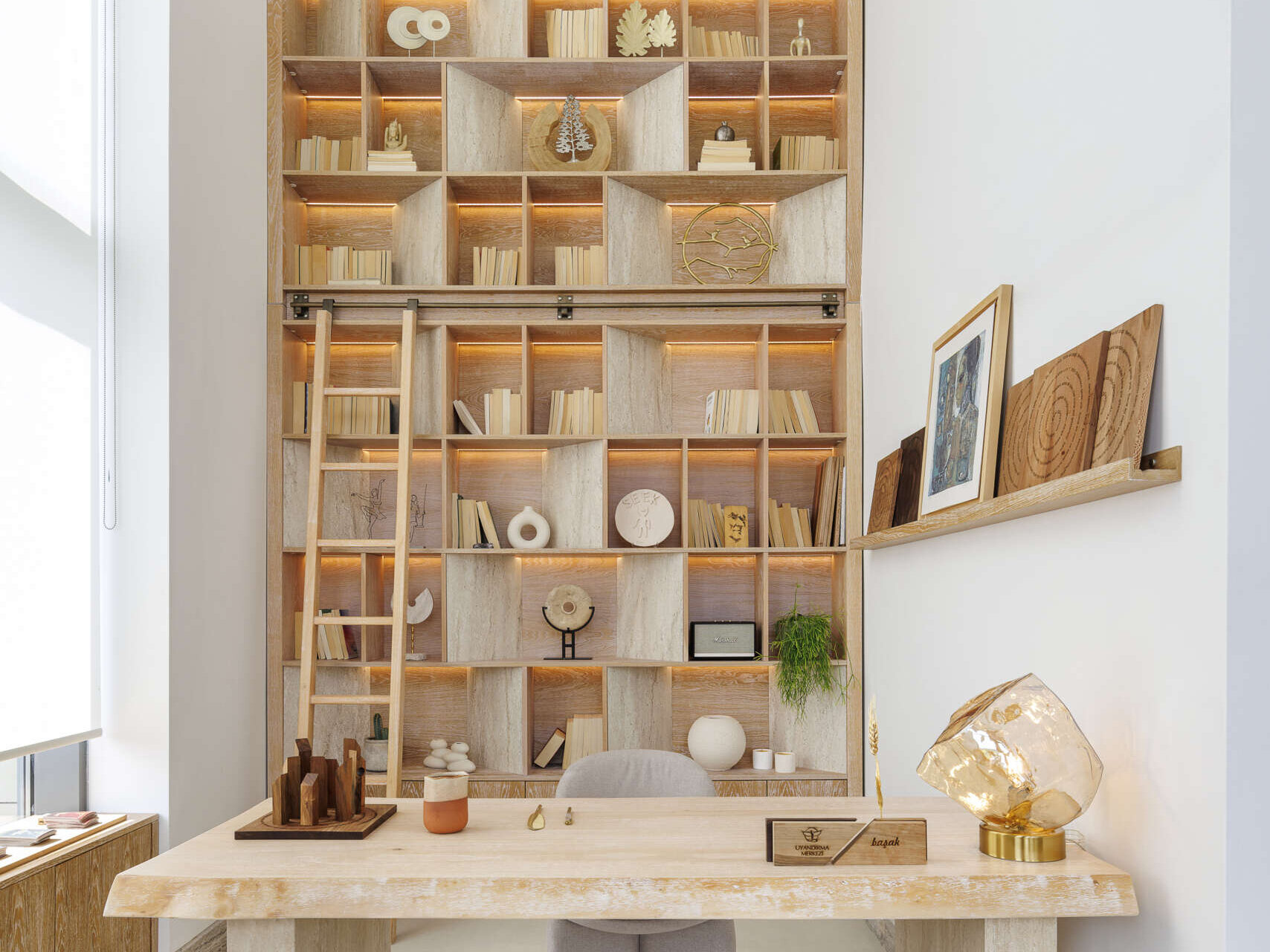 A balanced interior of a loft apartment, where contrast becomes harmony, blending softness, structure, and natural materials into one cohesive space.