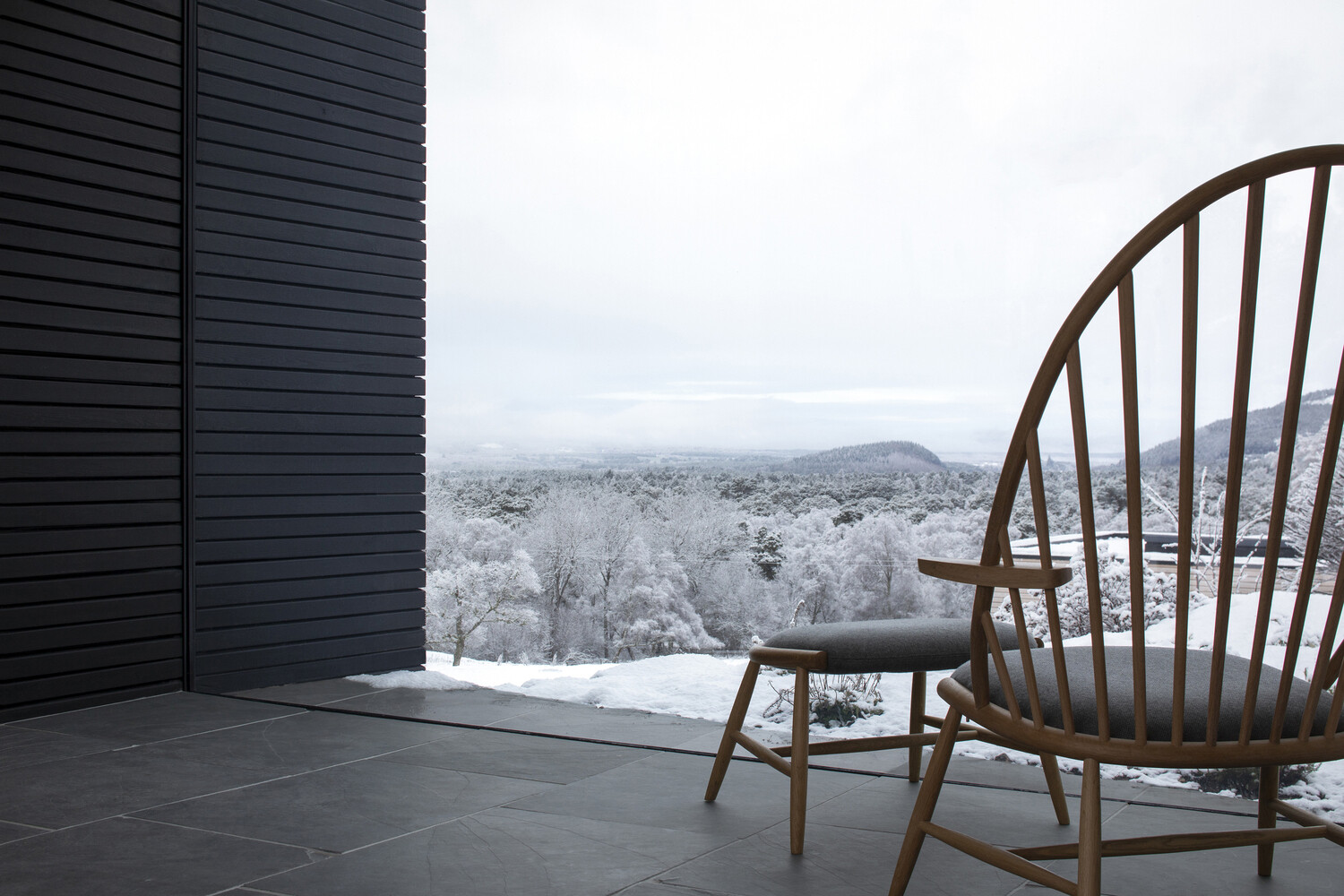 Large windows in this house frame the views.