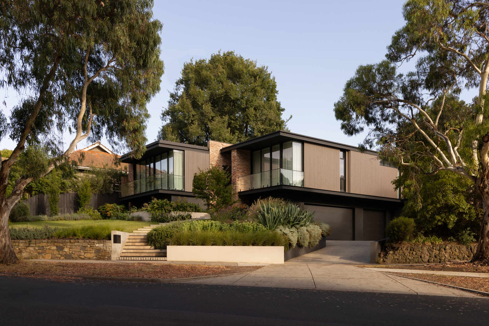 This single-level home uses elevation and layout to open fully to the north, creating a seamless indoor-outdoor connection.
