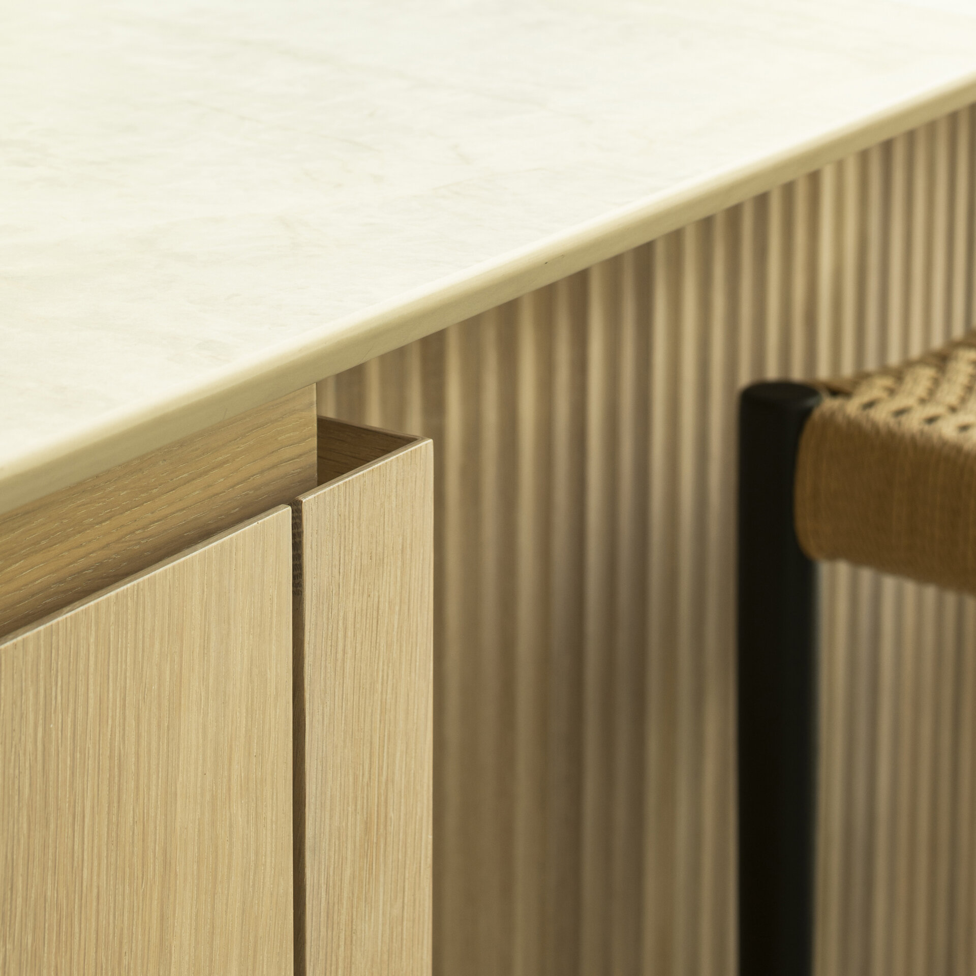 Modern kitchen cabinets.