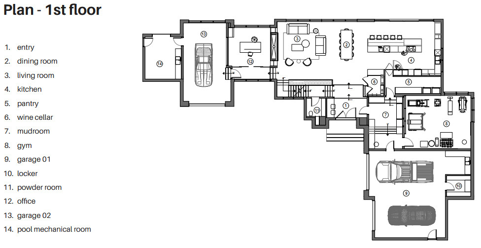 These floor plans reveal how open living spaces, private upper rooms, and bright lower-level areas work together in a modern three-story home.