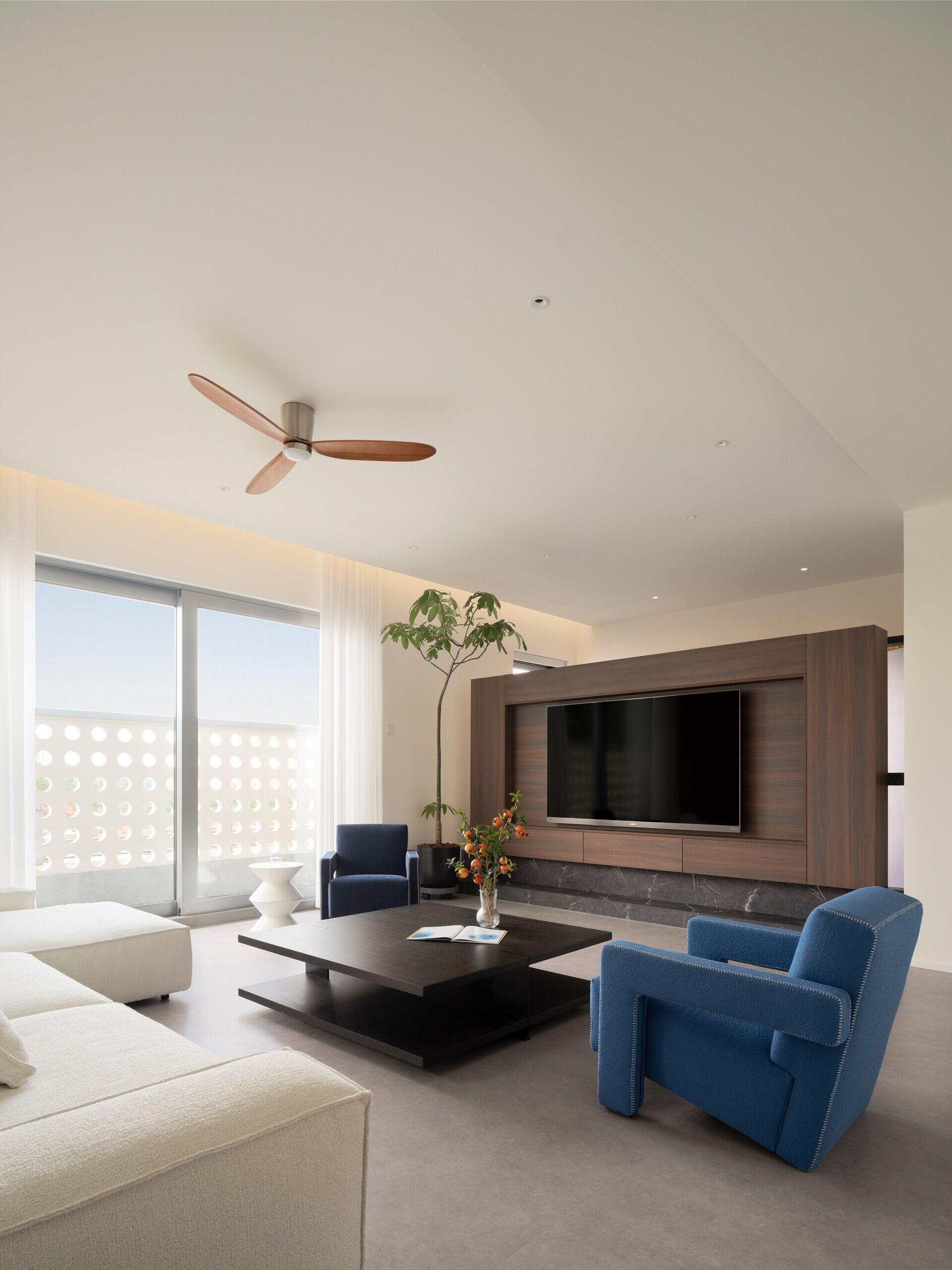 A modern split-level home with a large living room designed for a multi-generational family.